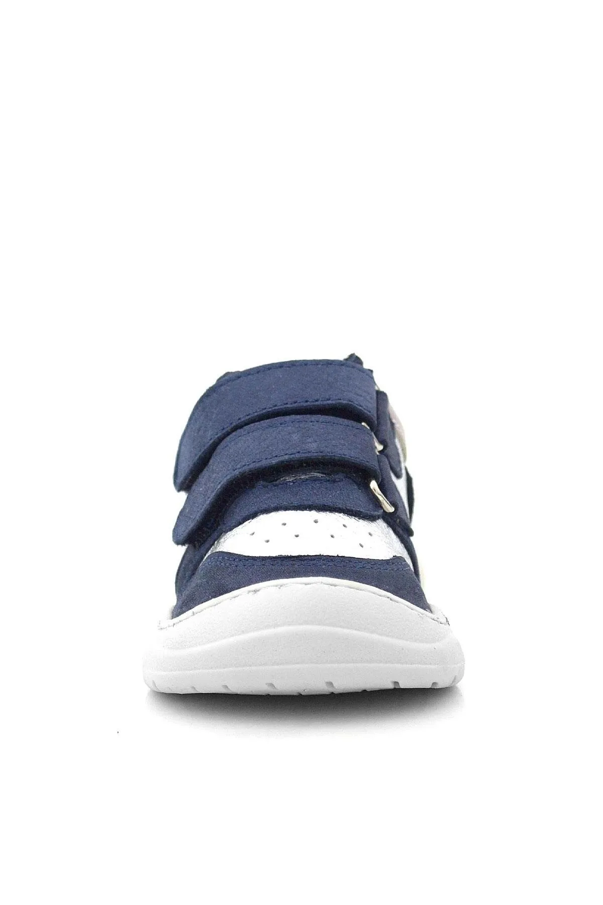 Schaggy Hakiki Deri Simli Lacivert Gümüş Bebek Spor Ayakkabı