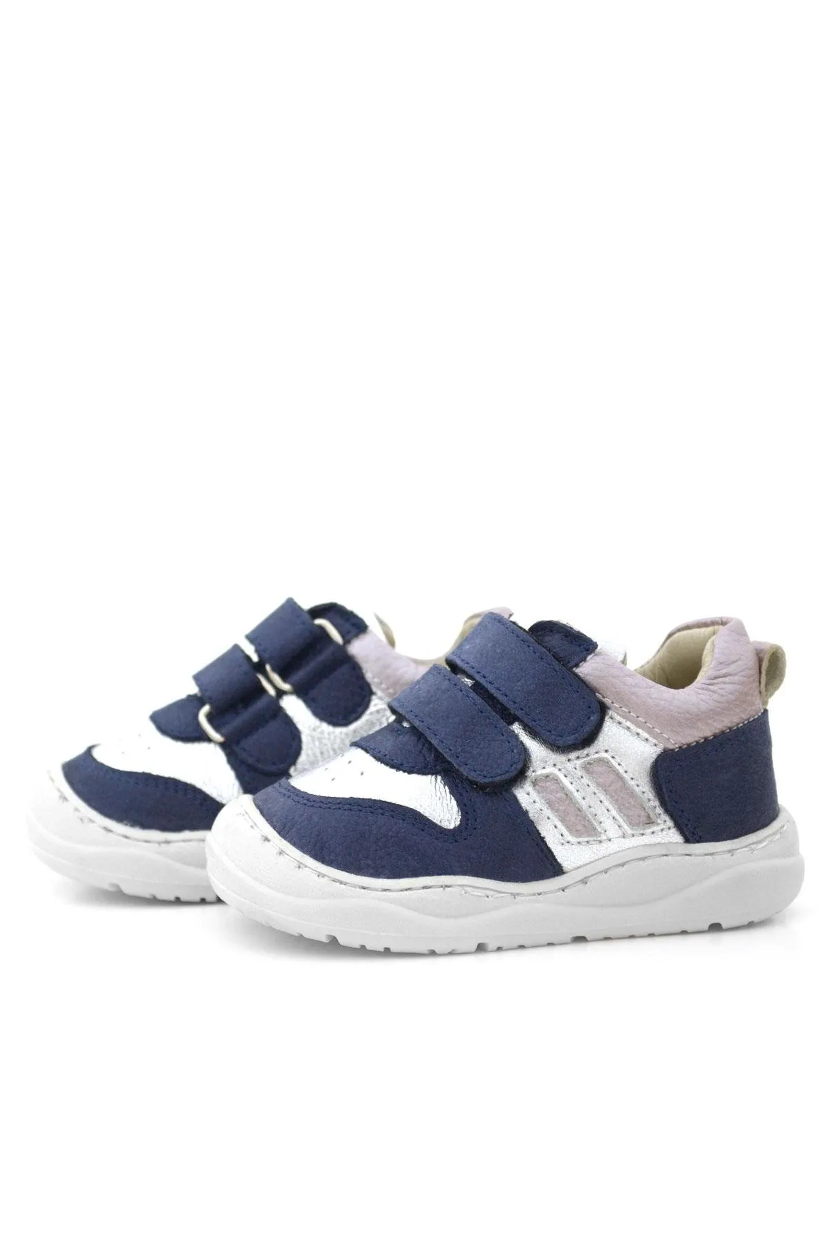 Schaggy Hakiki Deri Simli Lacivert Gümüş Bebek Spor Ayakkabı