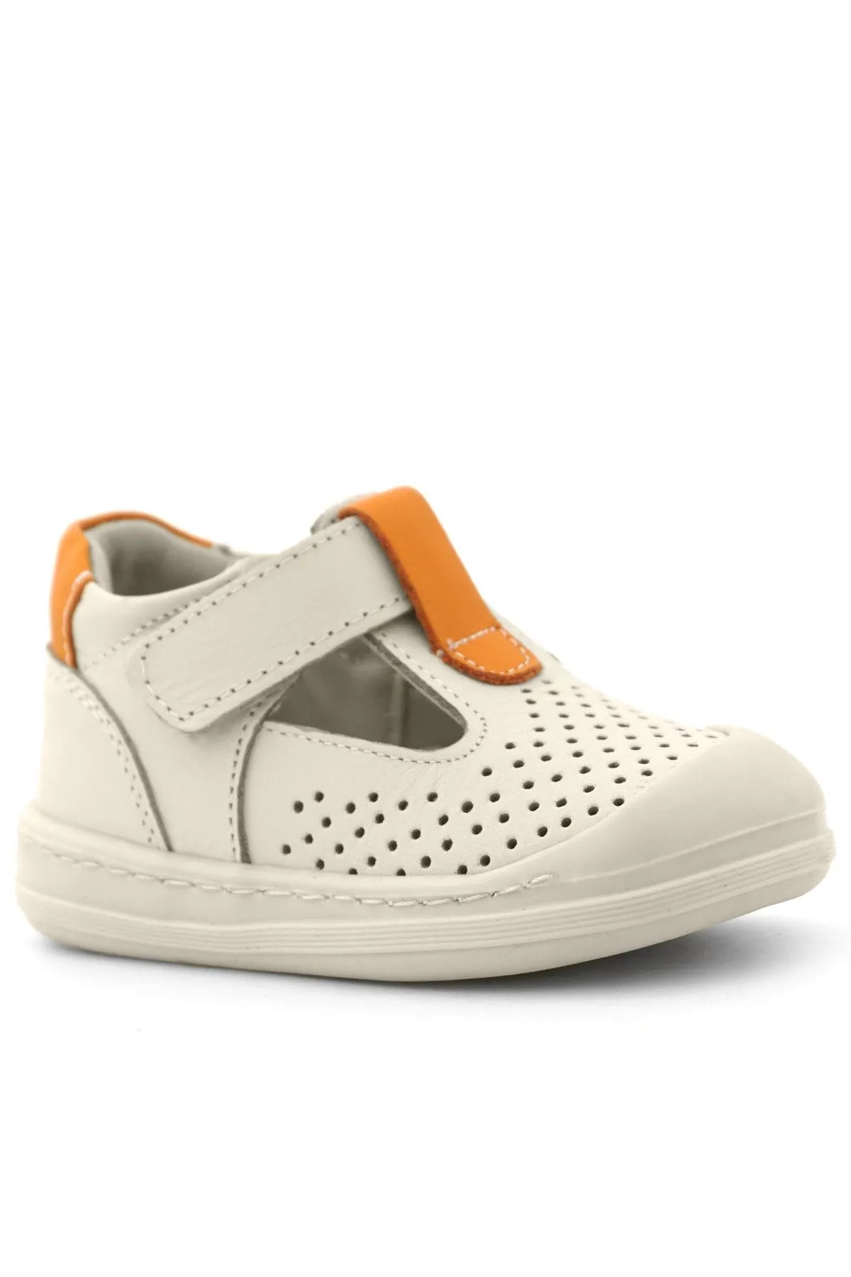 Shaun Hakiki Deri Bej Turuncu Cırtlı Anatomik Bebek Sandalet