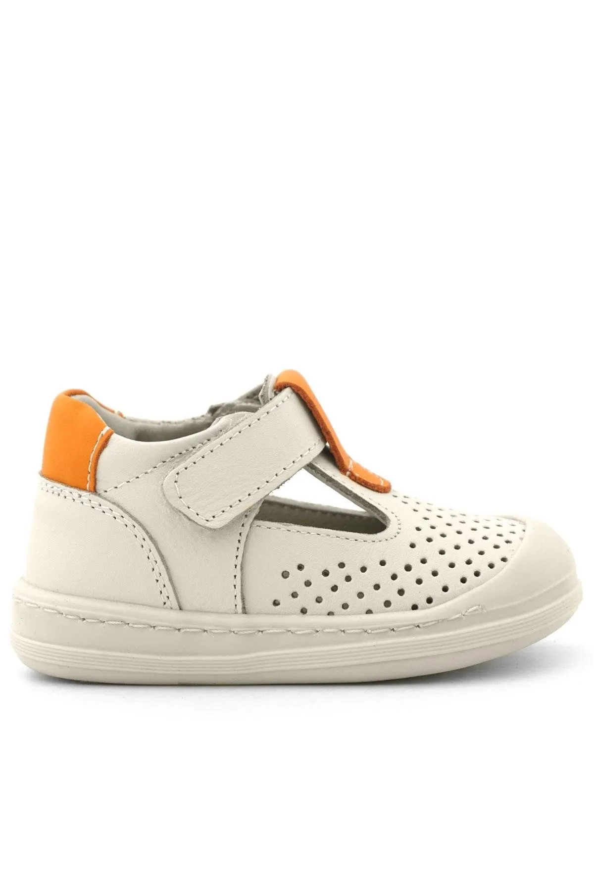 Shaun Hakiki Deri Bej Turuncu Cırtlı Anatomik Bebek Sandalet