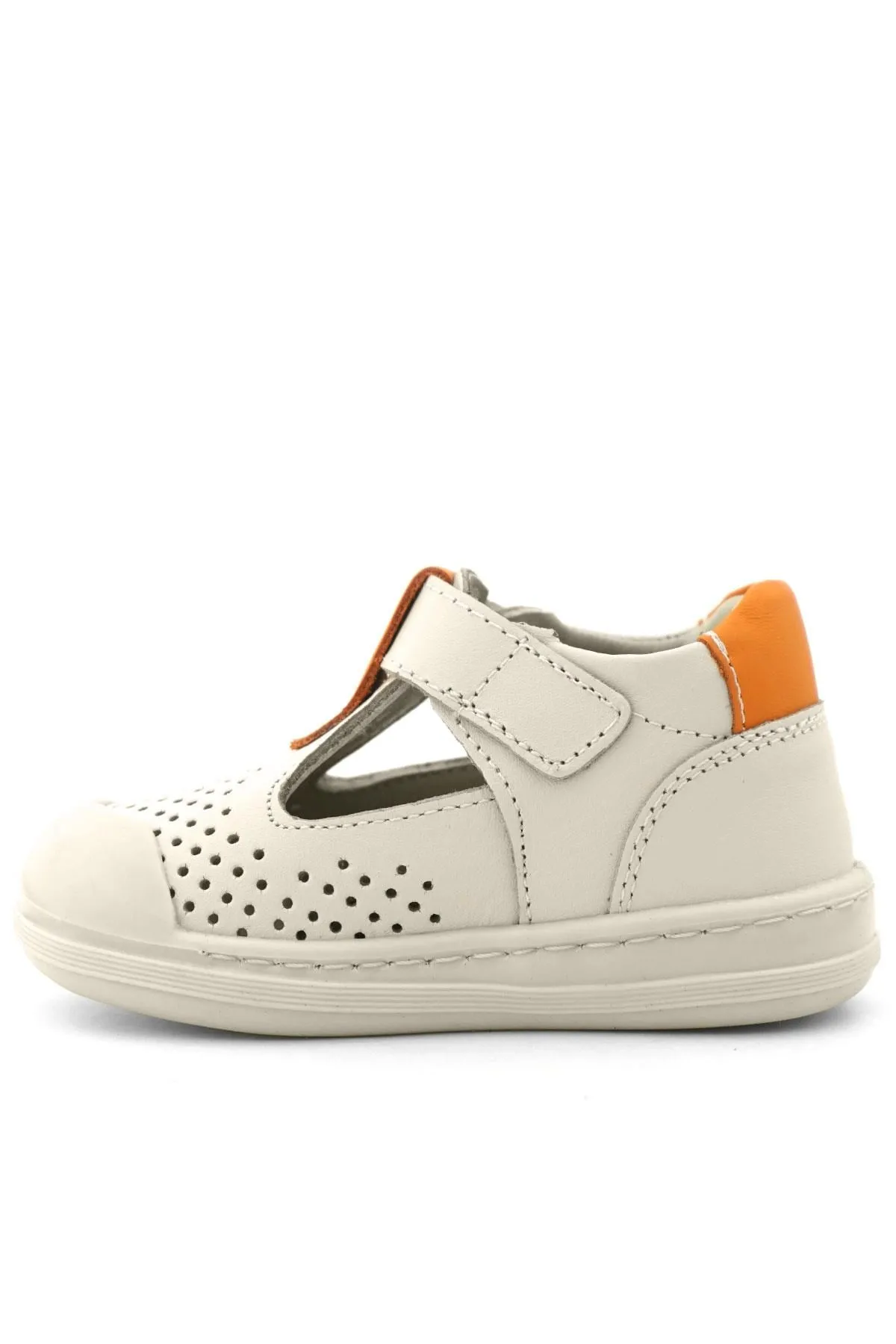 Shaun Hakiki Deri Bej Turuncu Cırtlı Anatomik Bebek Sandalet