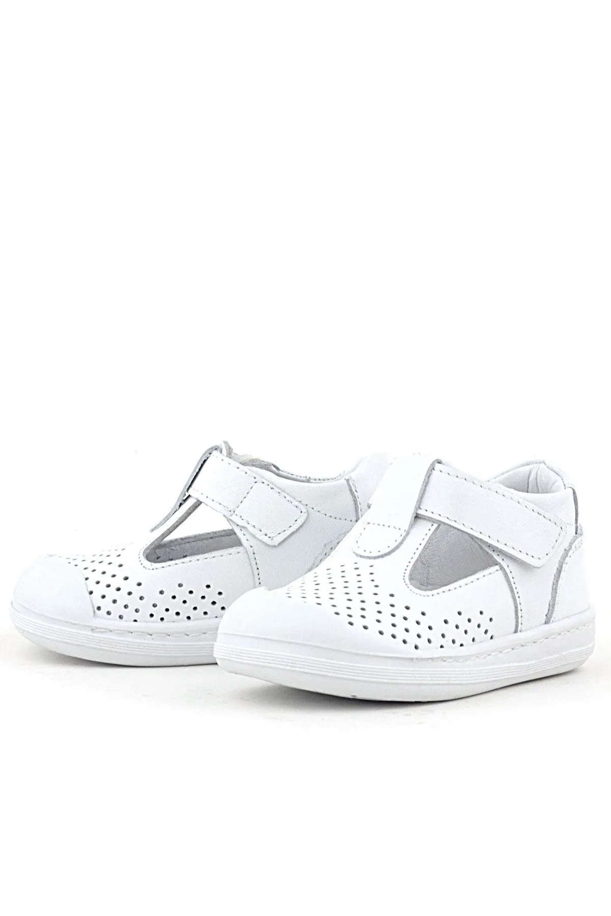 Shaun Hakiki Deri Beyaz Cilt Cırtlı Anatomik Bebek Sandalet