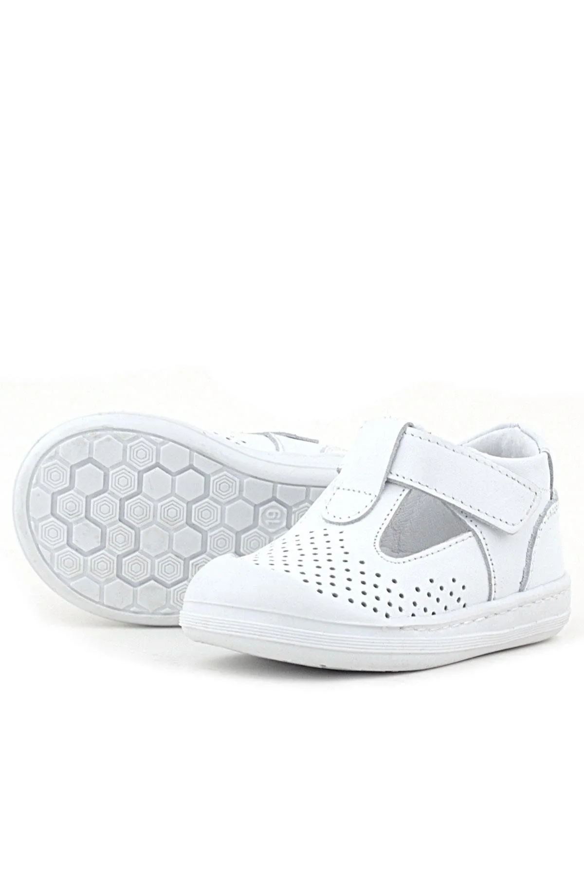 Shaun Hakiki Deri Beyaz Cilt Cırtlı Anatomik Bebek Sandalet