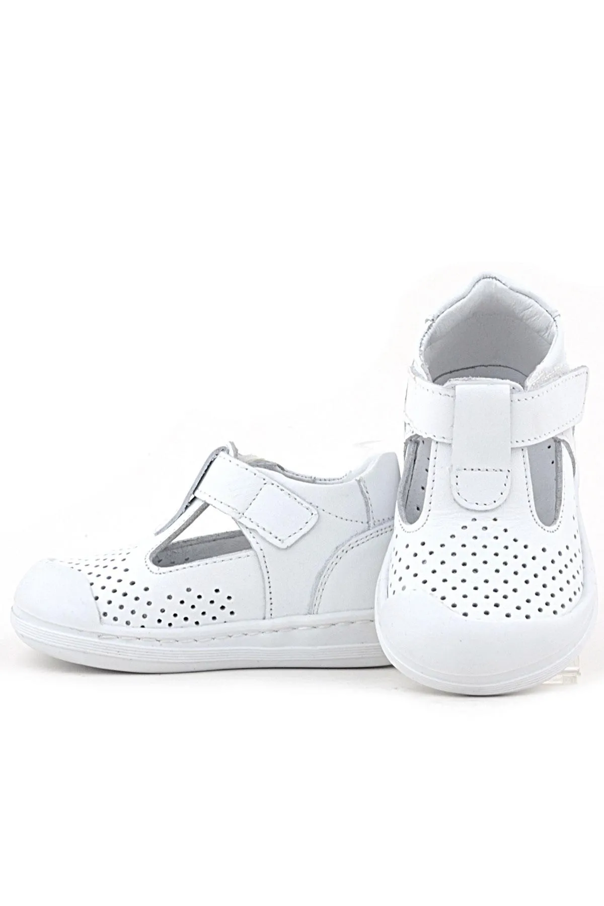 Shaun Hakiki Deri Beyaz Cilt Cırtlı Anatomik Bebek Sandalet