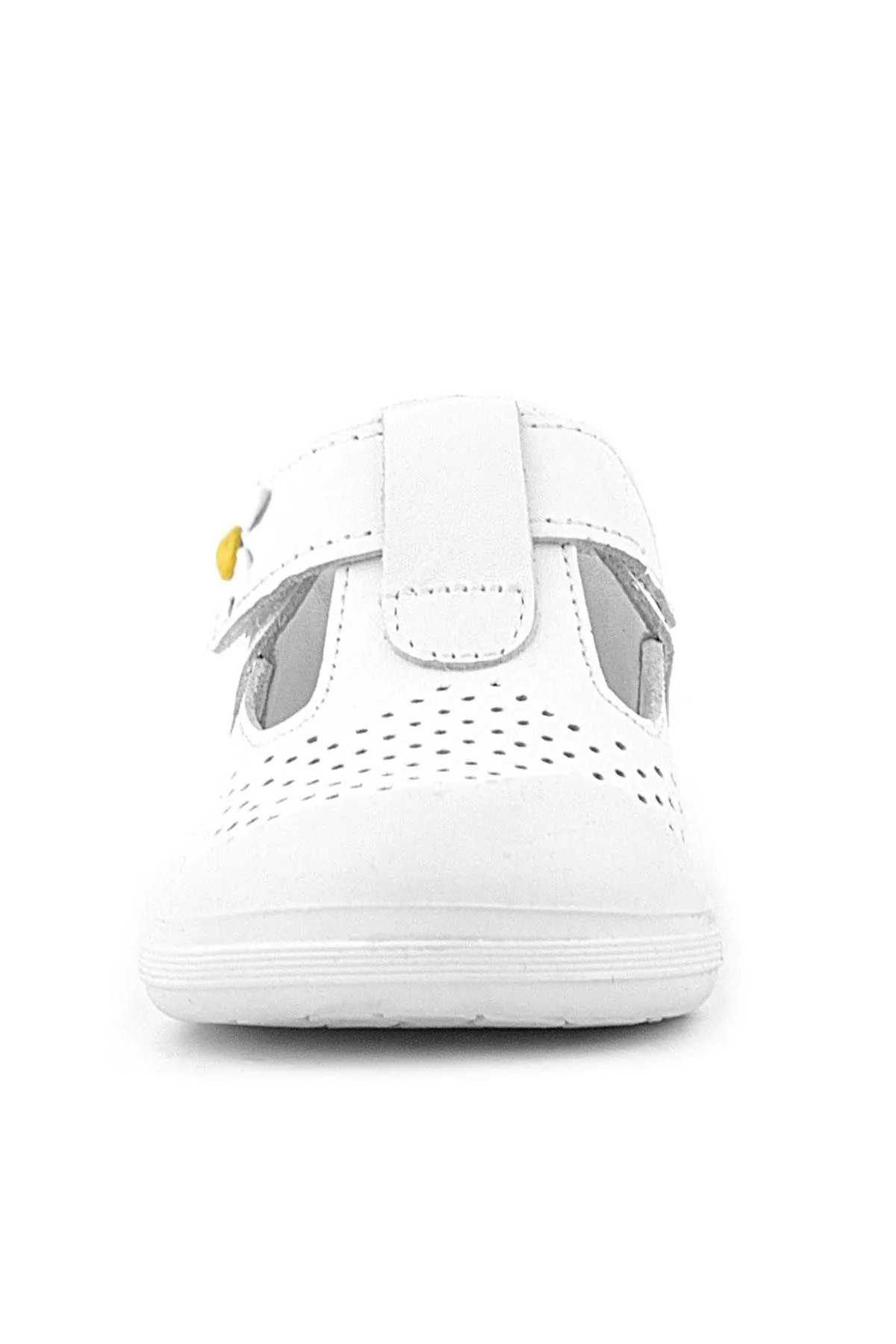 Shaun Hakiki Deri Beyaz Papatya Detaylı Cırtlı Anatomik Bebek Sandalet