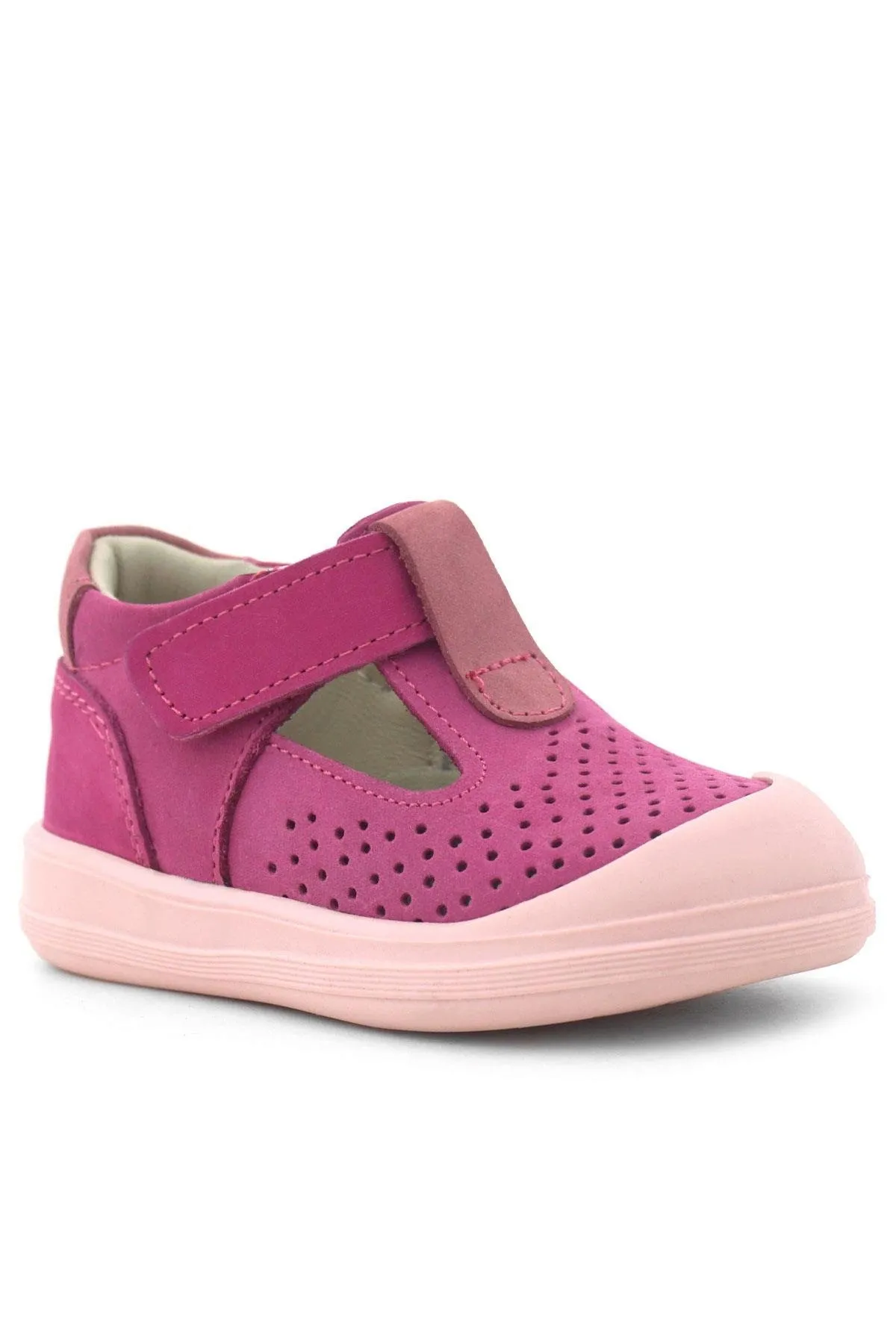 Shaun Hakiki Deri Fuşya Pembe Cırtlı Anatomik Bebek Sandalet