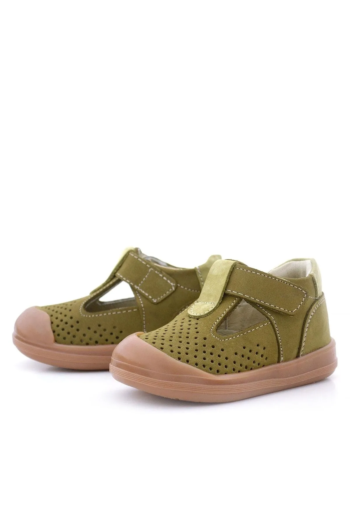 Shaun Hakiki Deri Haki Yeşil Cırtlı Anatomik Bebek Sandalet