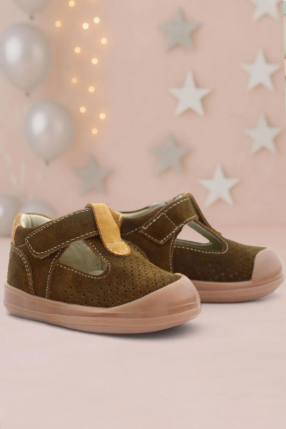 Shaun Hakiki Deri Kahverengi Taba Cırtlı Anatomik Bebek Sandalet