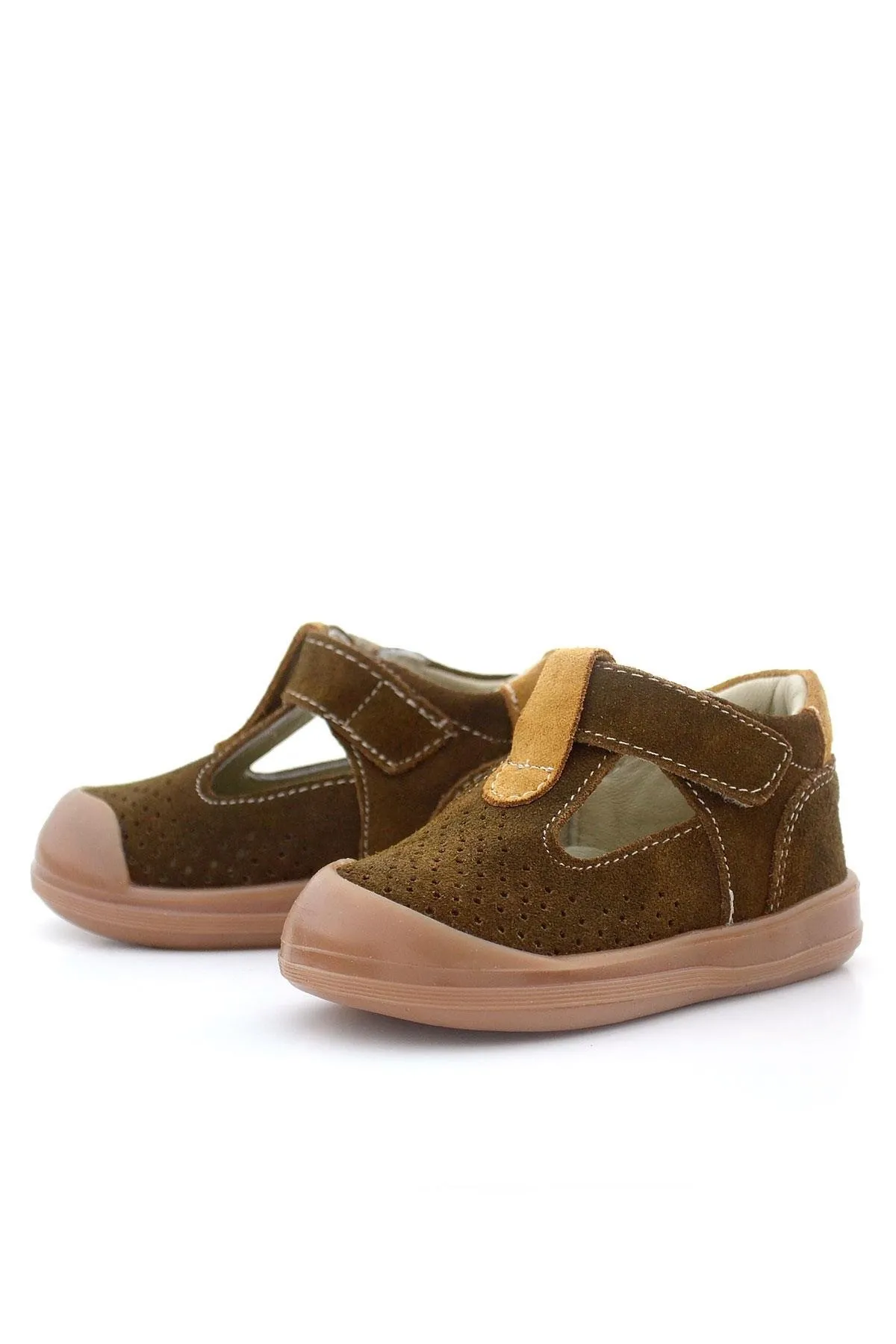 Shaun Hakiki Deri Kahverengi Taba Cırtlı Anatomik Bebek Sandalet