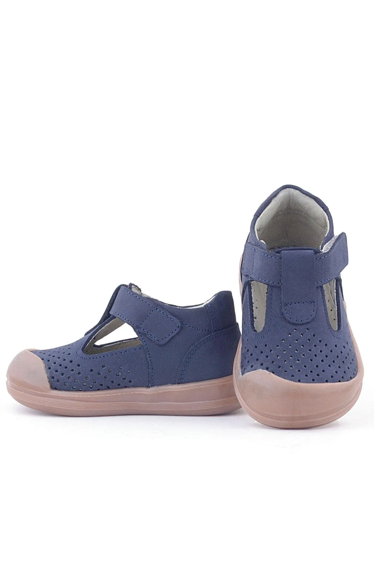 Shaun Hakiki Deri Koyu Lacivert Cırtlı Anatomik Bebek Sandalet