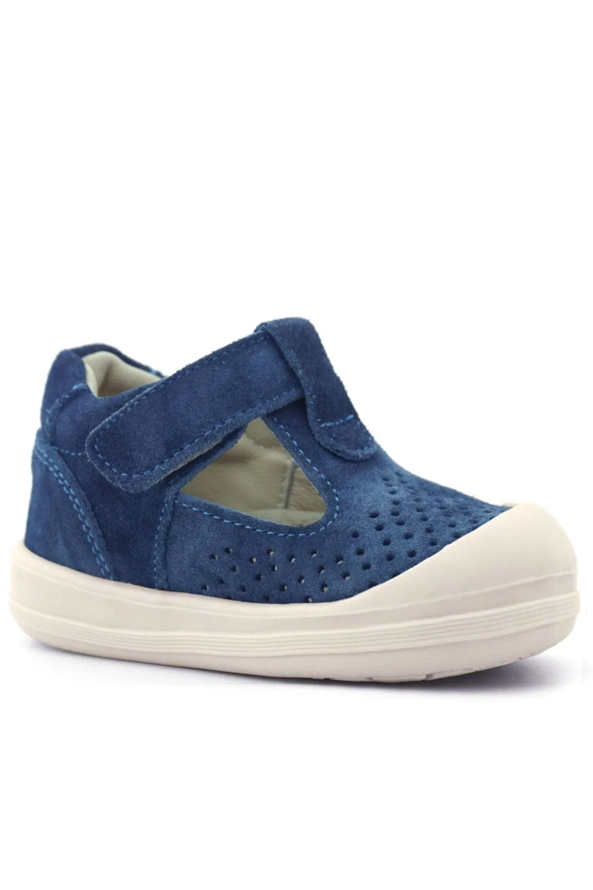 Shaun Hakiki Deri Lacivert Beyaz Cırtlı Anatomik Bebek Sandalet