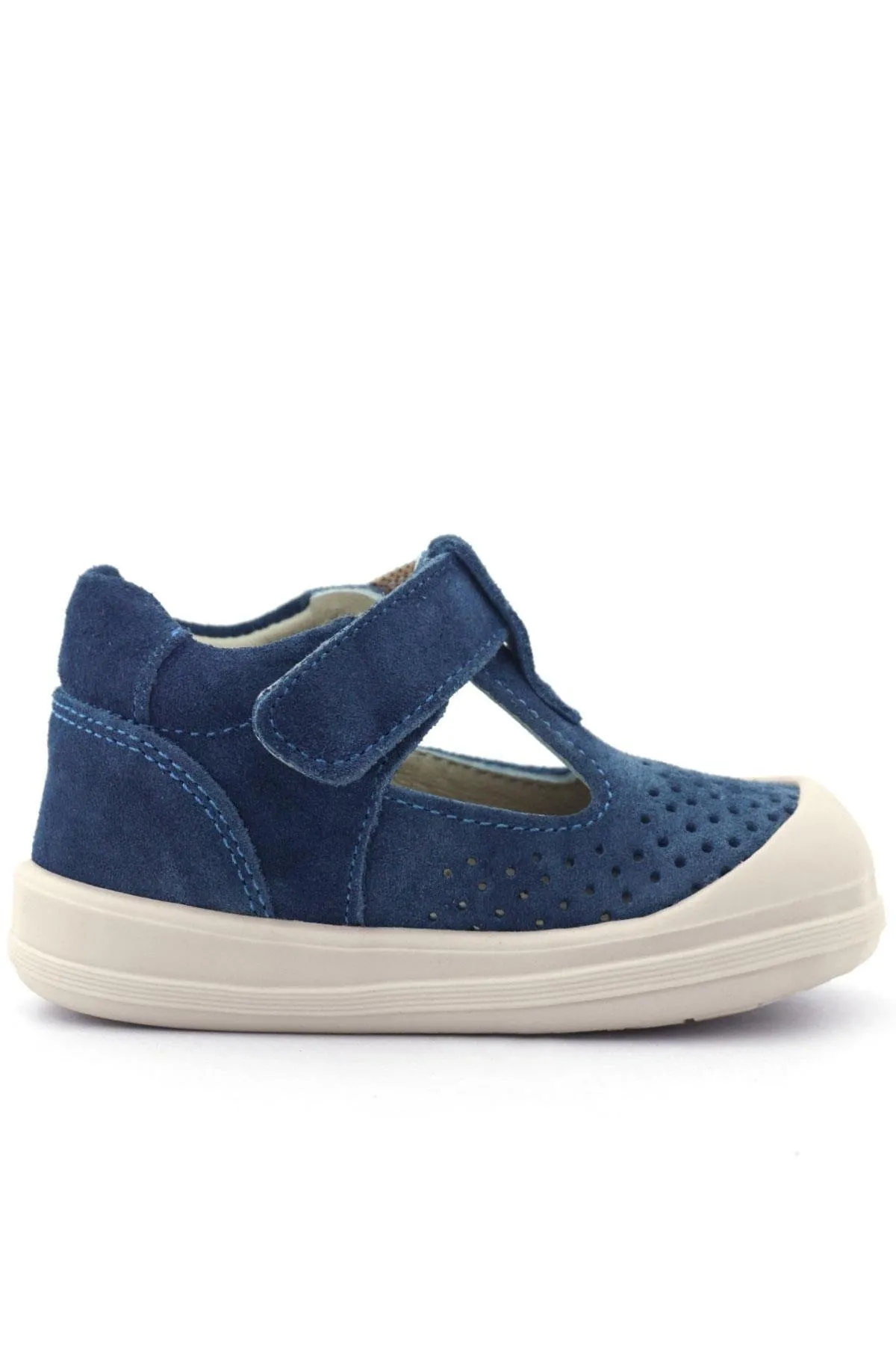 Shaun Hakiki Deri Lacivert Beyaz Cırtlı Anatomik Bebek Sandalet