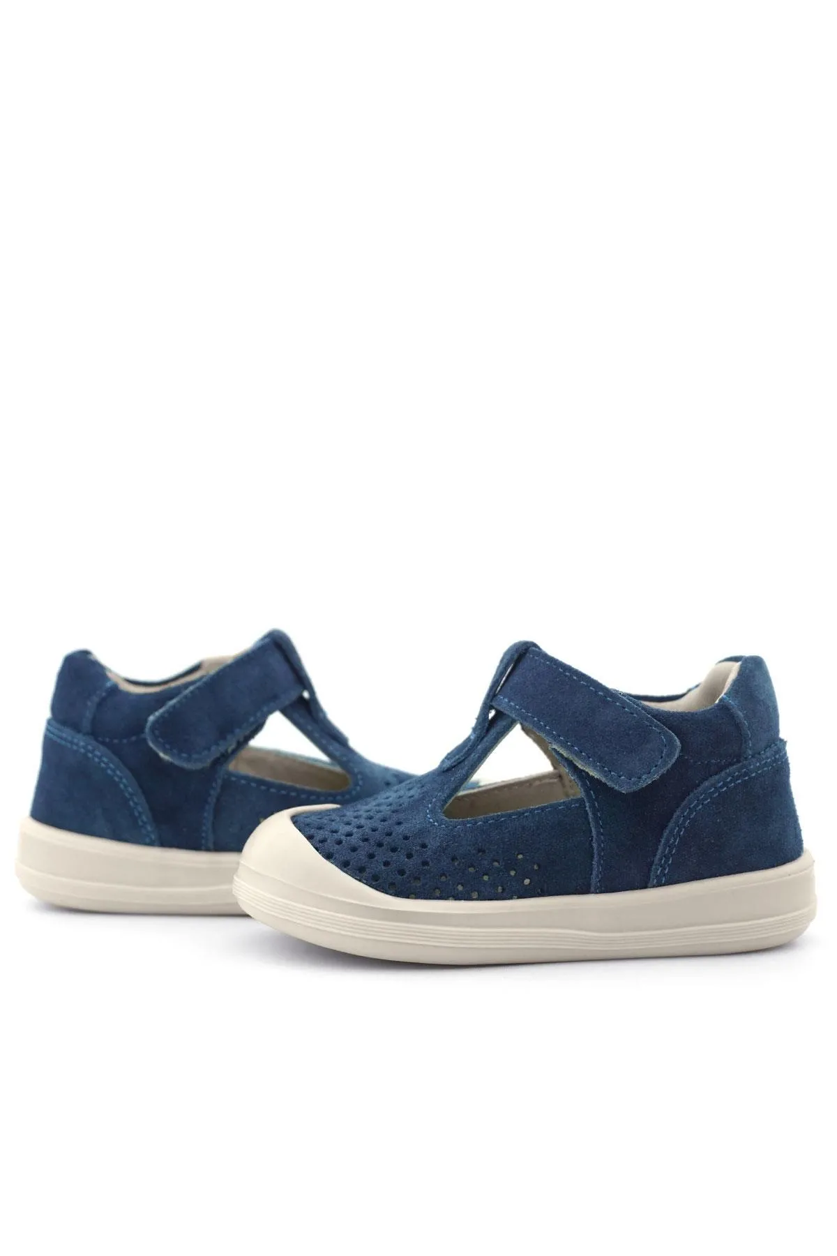 Shaun Hakiki Deri Lacivert Beyaz Cırtlı Anatomik Bebek Sandalet