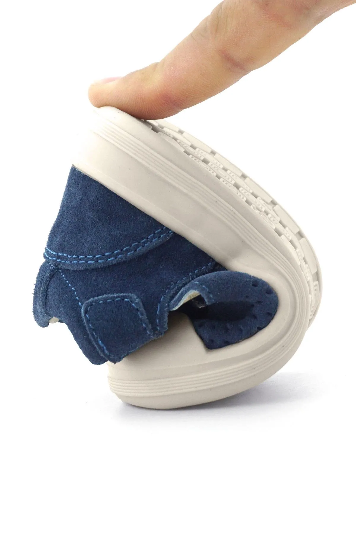 Shaun Hakiki Deri Lacivert Beyaz Cırtlı Anatomik Bebek Sandalet