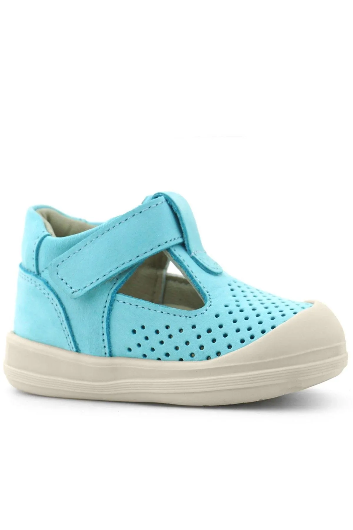 Shaun Hakiki Deri Mavi Beyaz Cırtlı Anatomik Bebek Sandalet