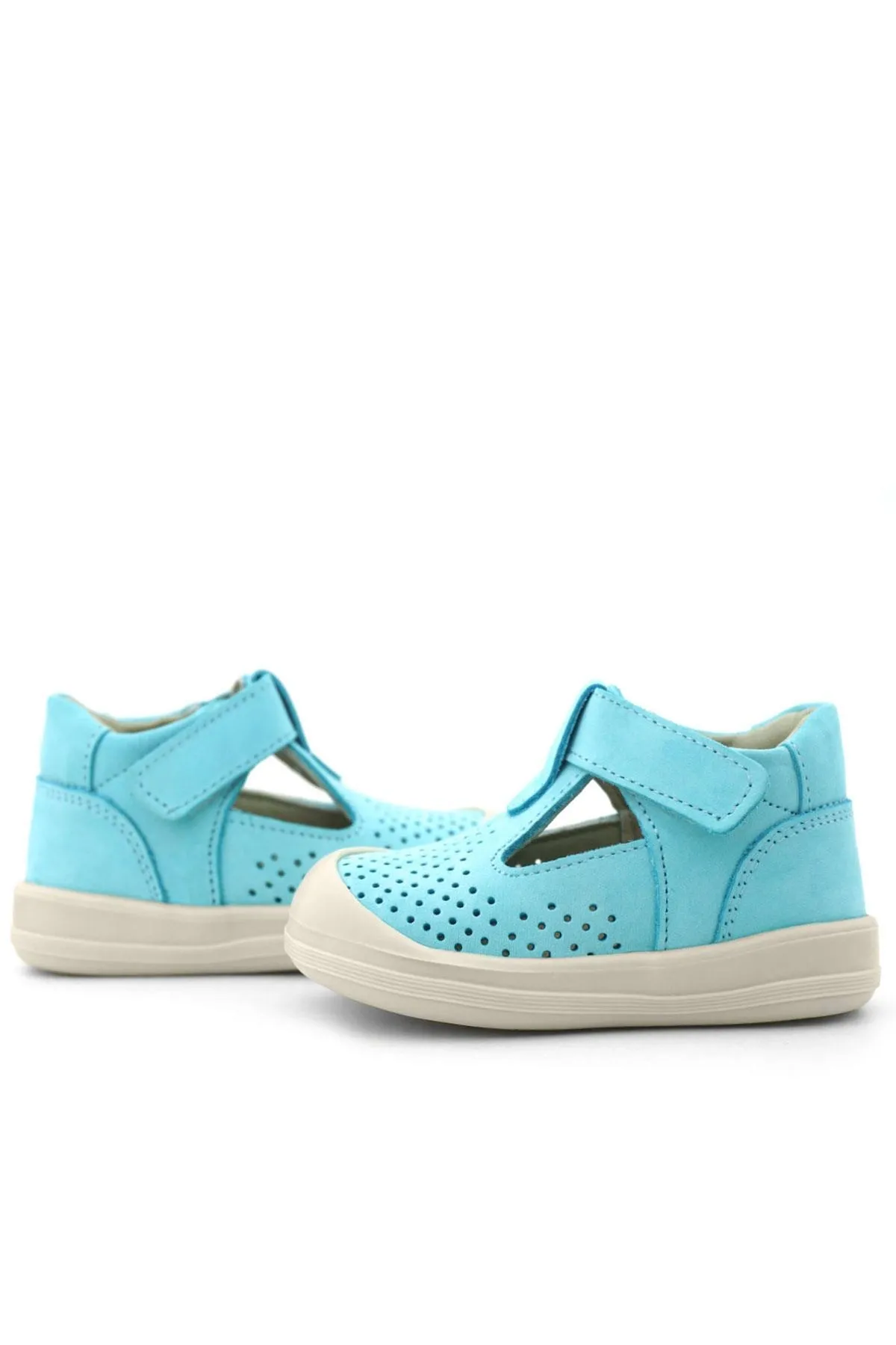 Shaun Hakiki Deri Mavi Beyaz Cırtlı Anatomik Bebek Sandalet