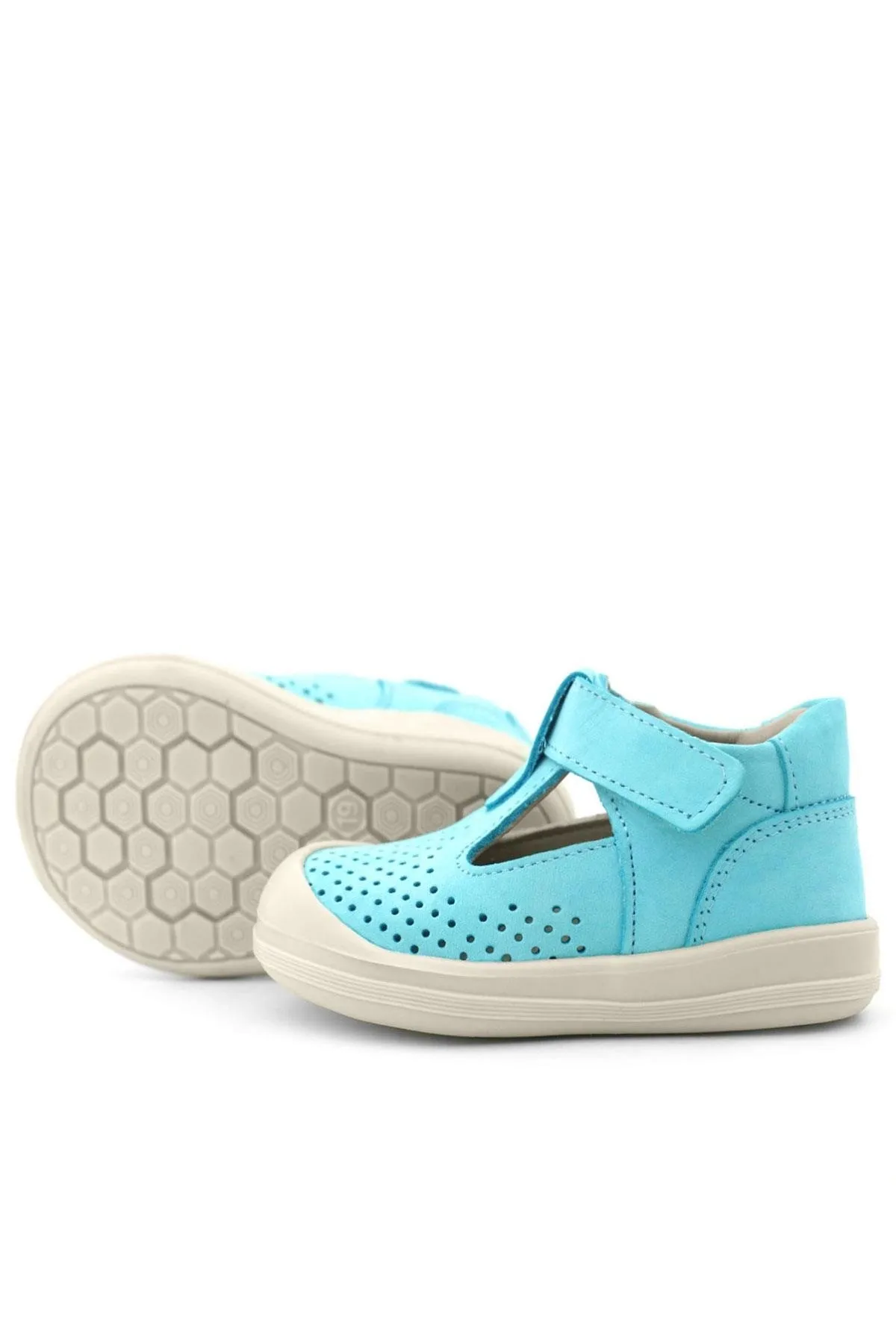 Shaun Hakiki Deri Mavi Beyaz Cırtlı Anatomik Bebek Sandalet