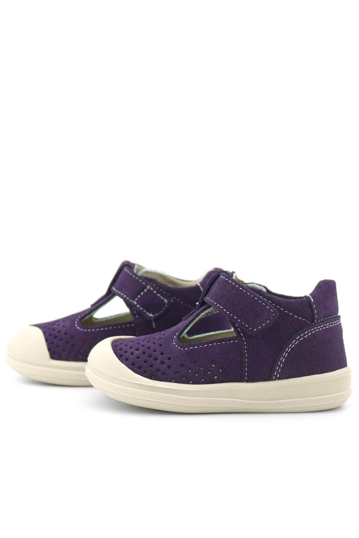 Shaun Hakiki Deri Mor Beyaz Cırtlı Anatomik Bebek Sandalet