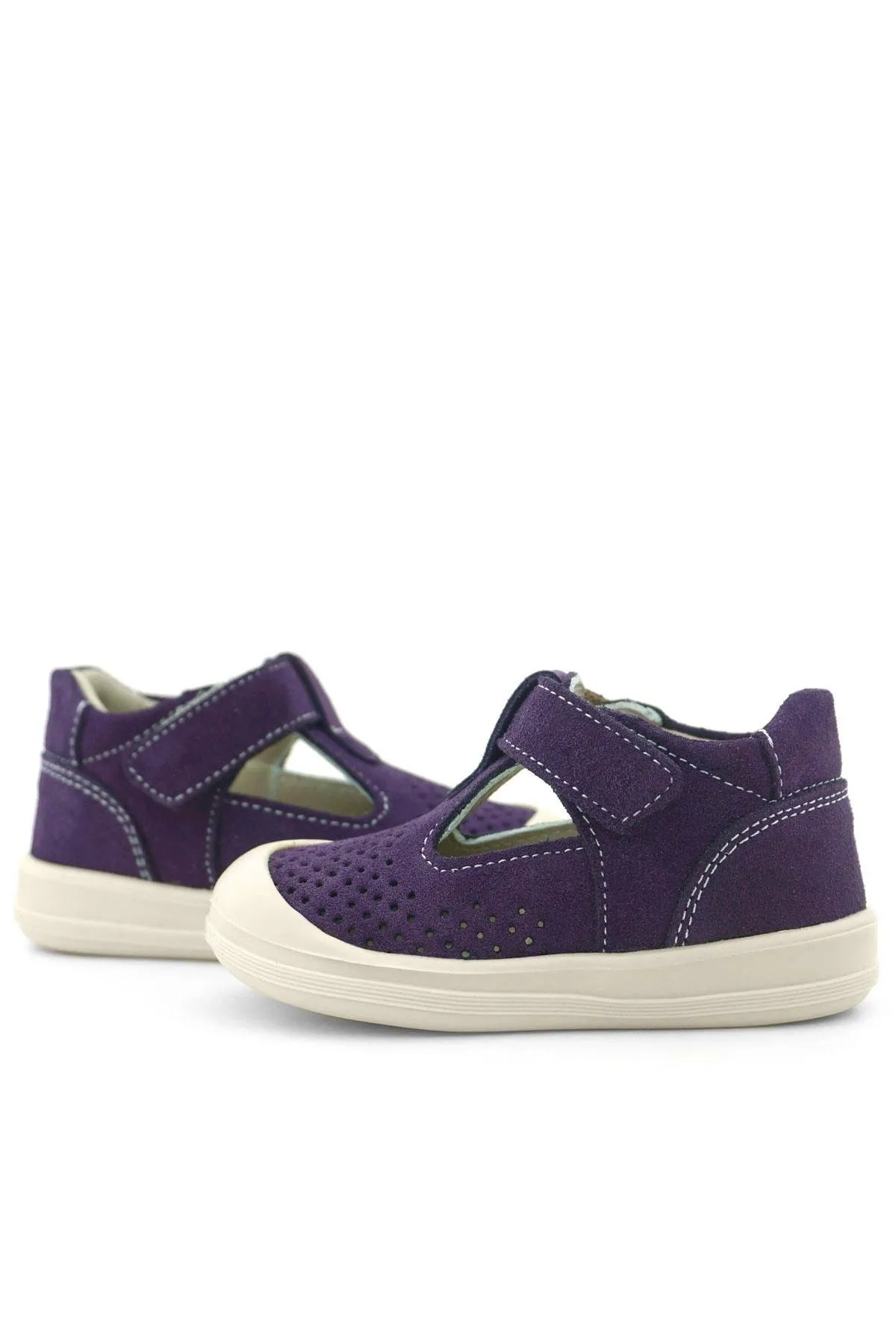 Shaun Hakiki Deri Mor Beyaz Cırtlı Anatomik Bebek Sandalet