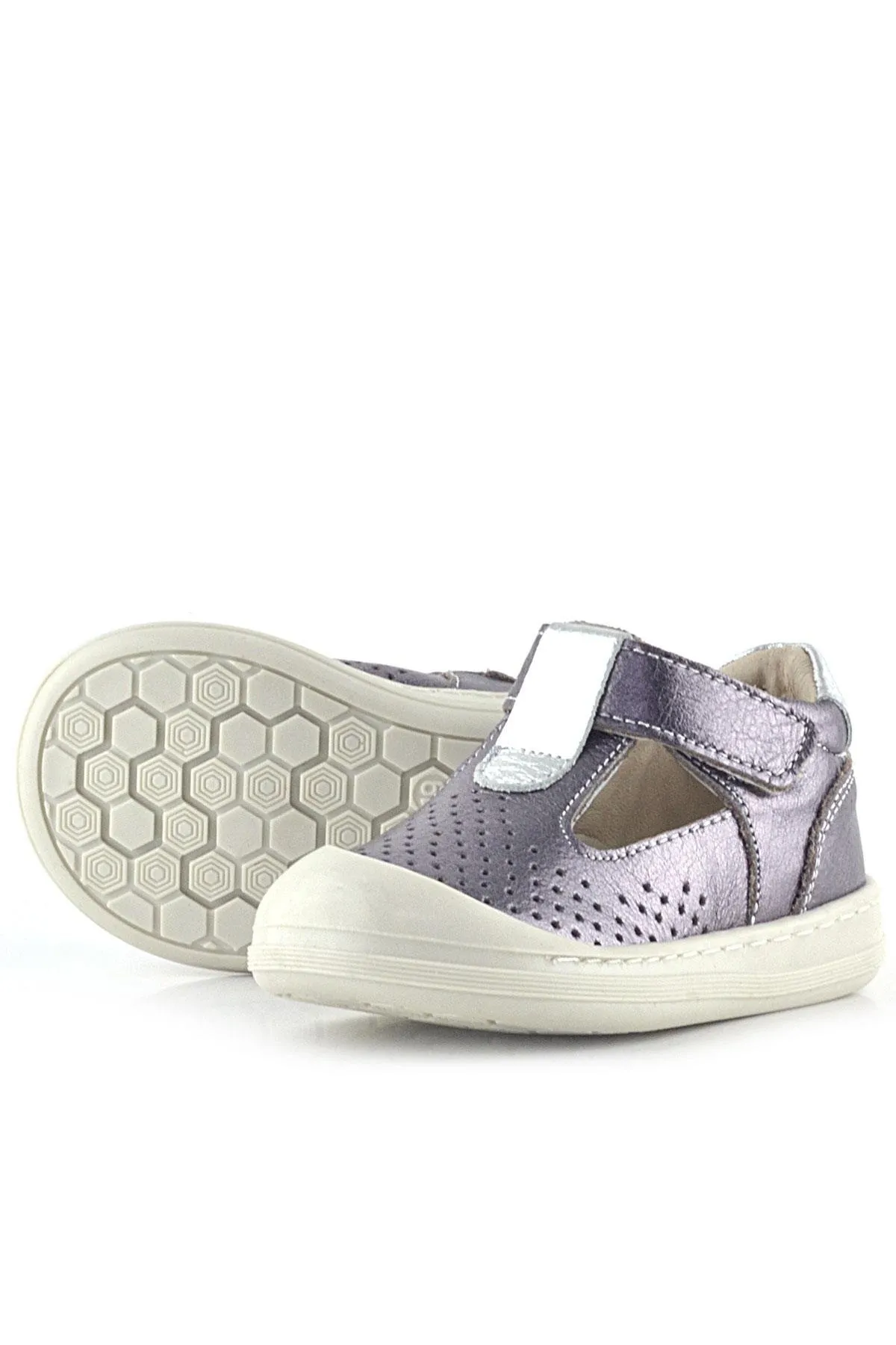 Shaun Hakiki Deri Platin Cırtlı Anatomik Kız Bebek Sandalet