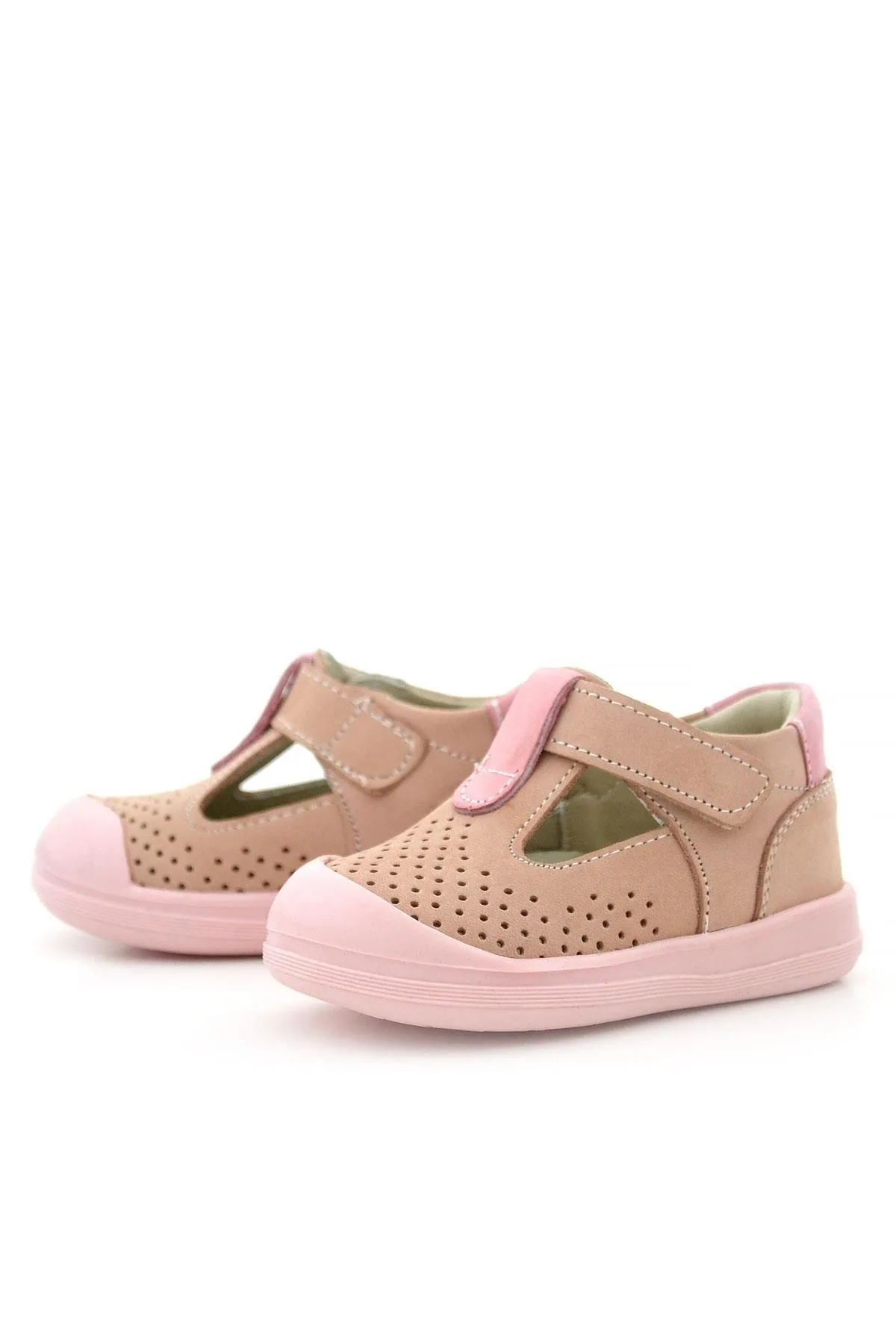 Shaun Hakiki Deri Pudra Pembe Cırtlı Anatomik Bebek Sandalet