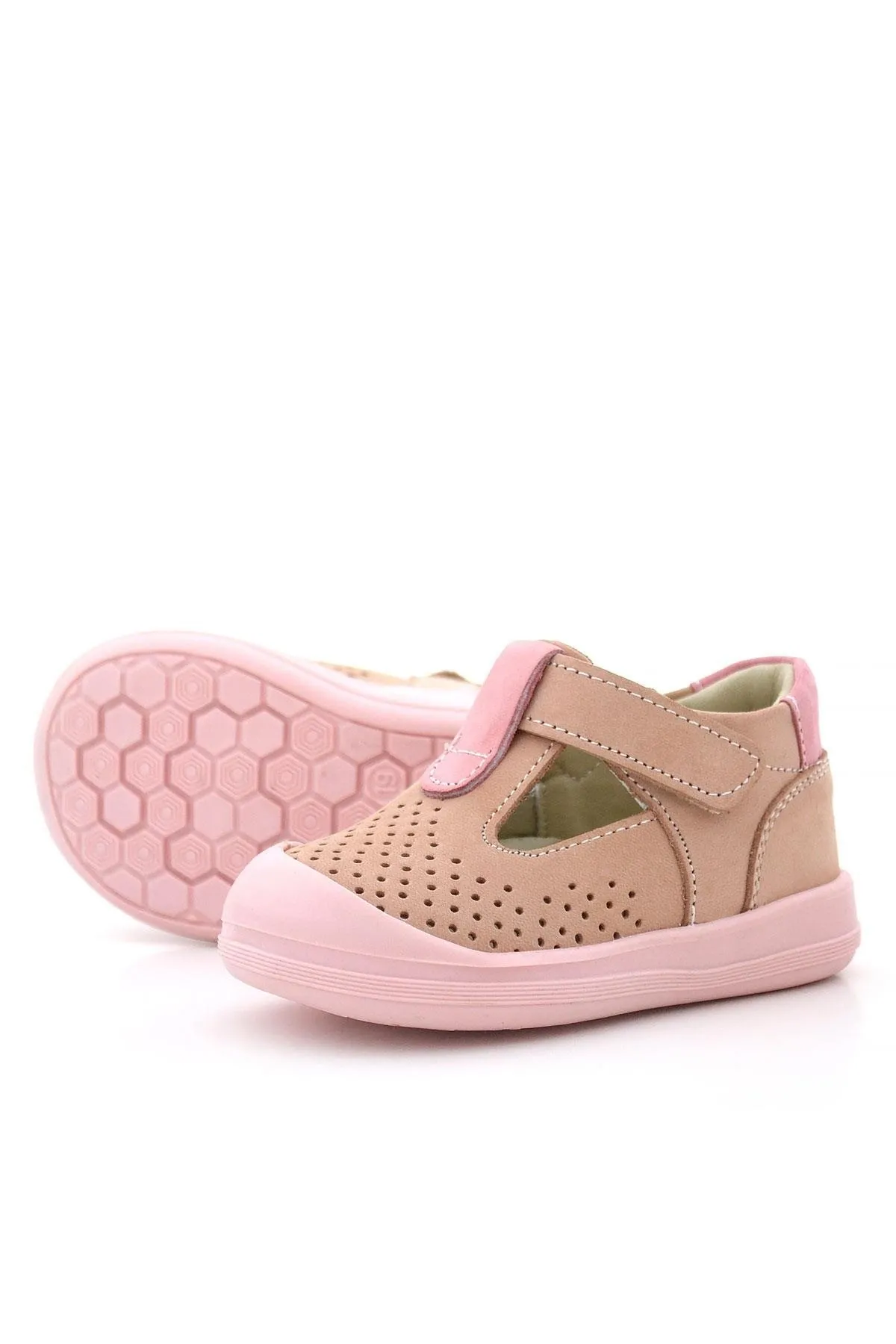 Shaun Hakiki Deri Pudra Pembe Cırtlı Anatomik Bebek Sandalet