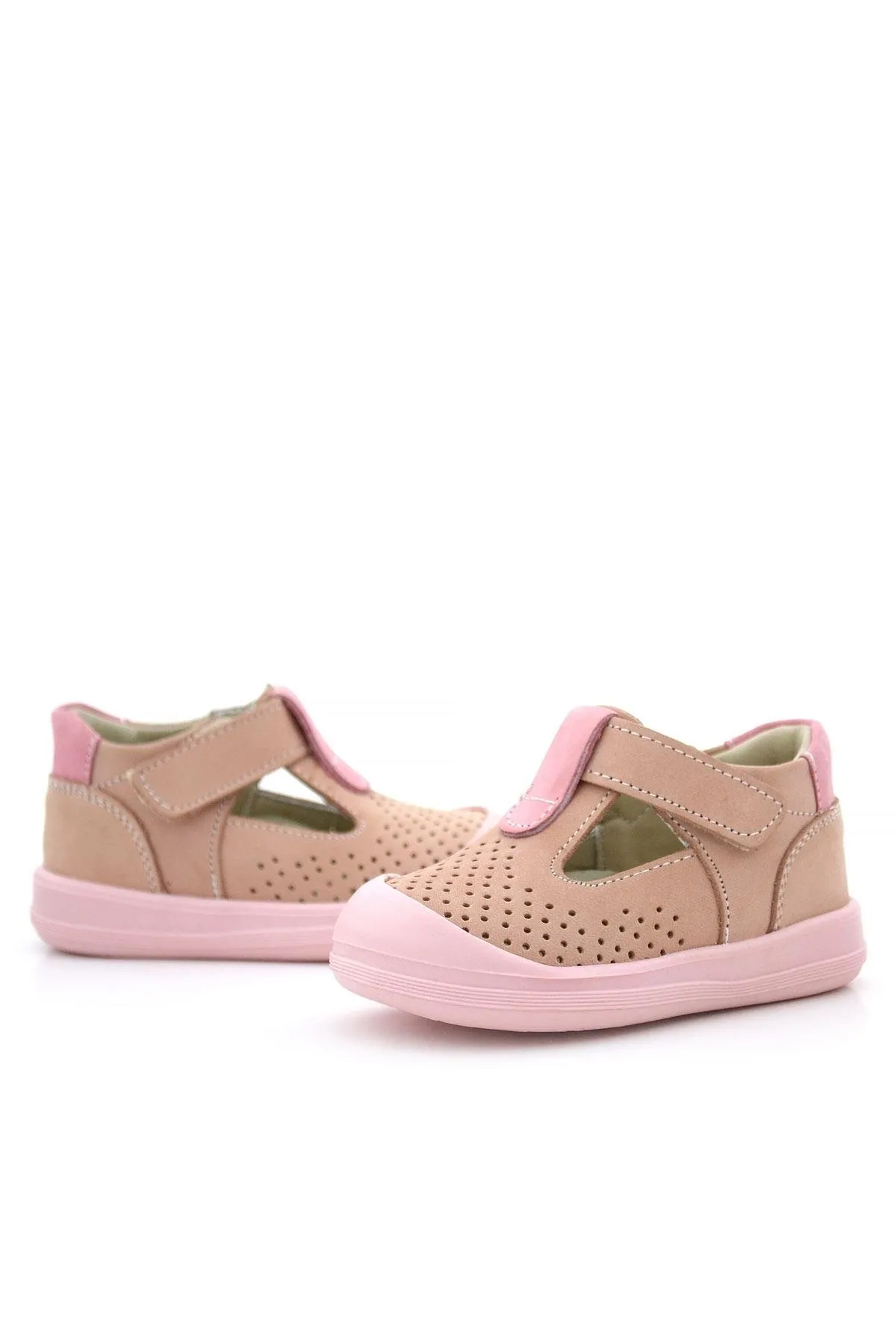 Shaun Hakiki Deri Pudra Pembe Cırtlı Anatomik Bebek Sandalet