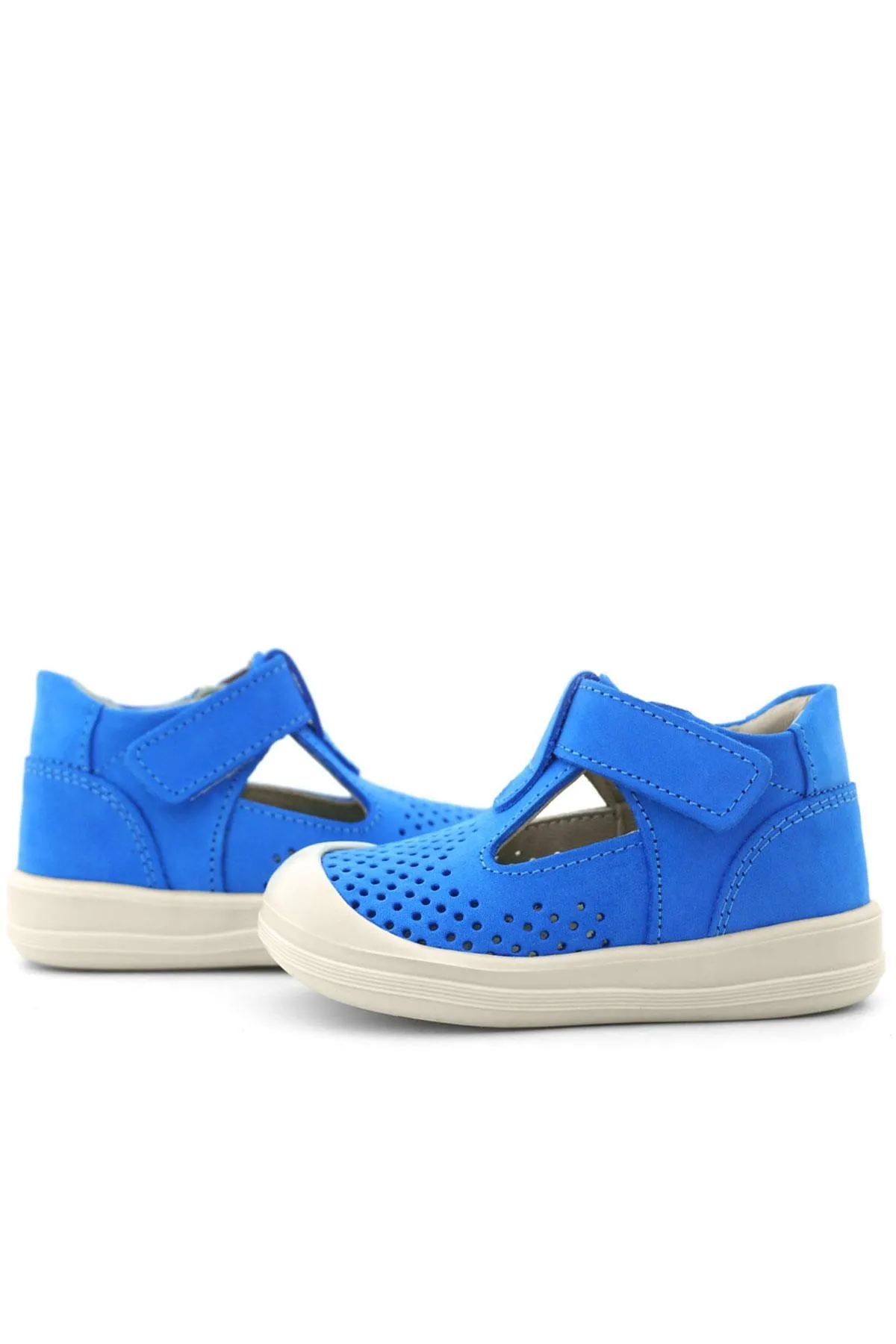 Shaun Hakiki Deri Saks Mavi Cırtlı Anatomik Bebek Sandalet