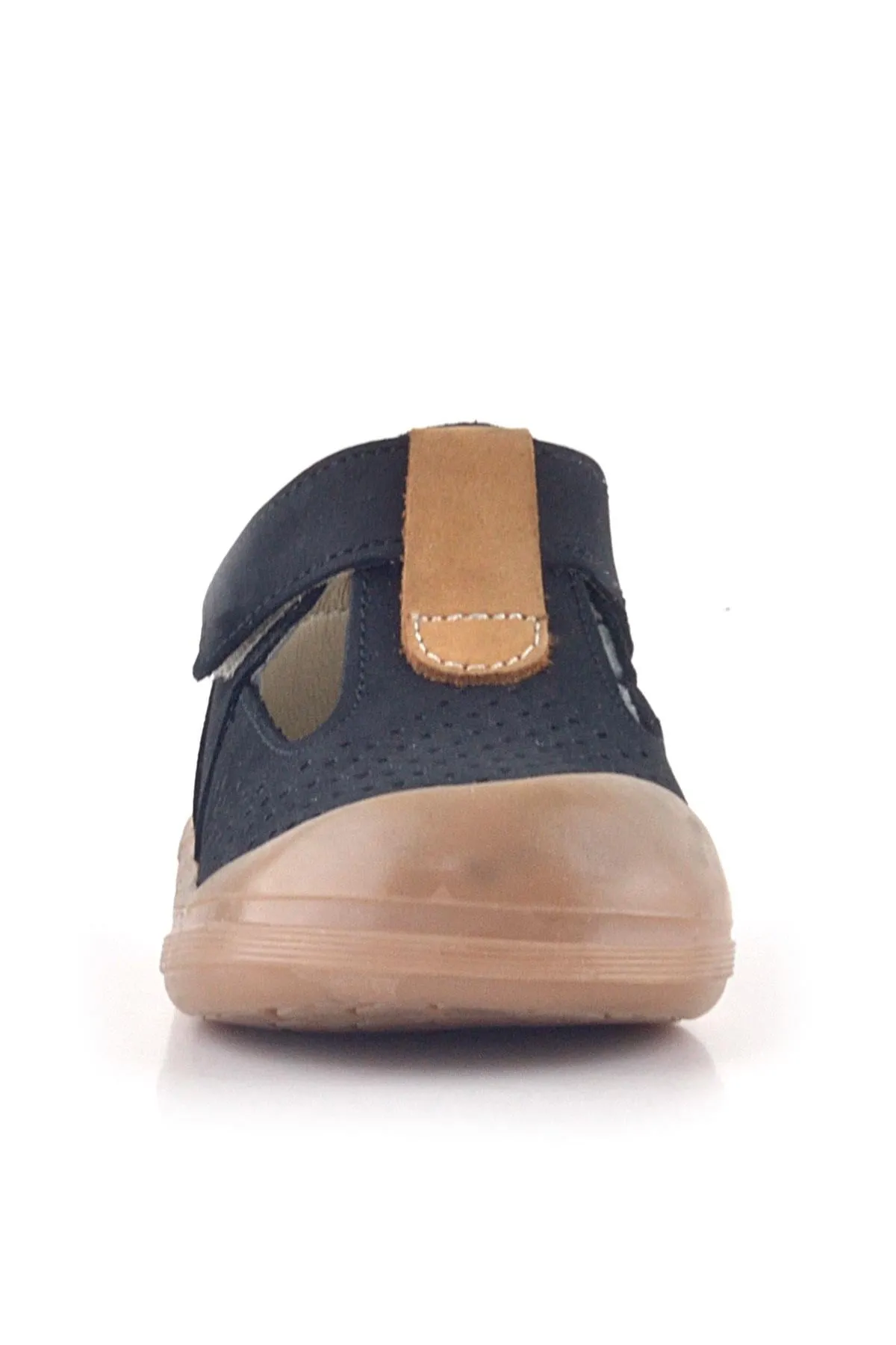 Shaun Hakiki Deri Siyah Taba Cırtlı Anatomik Bebek Sandalet