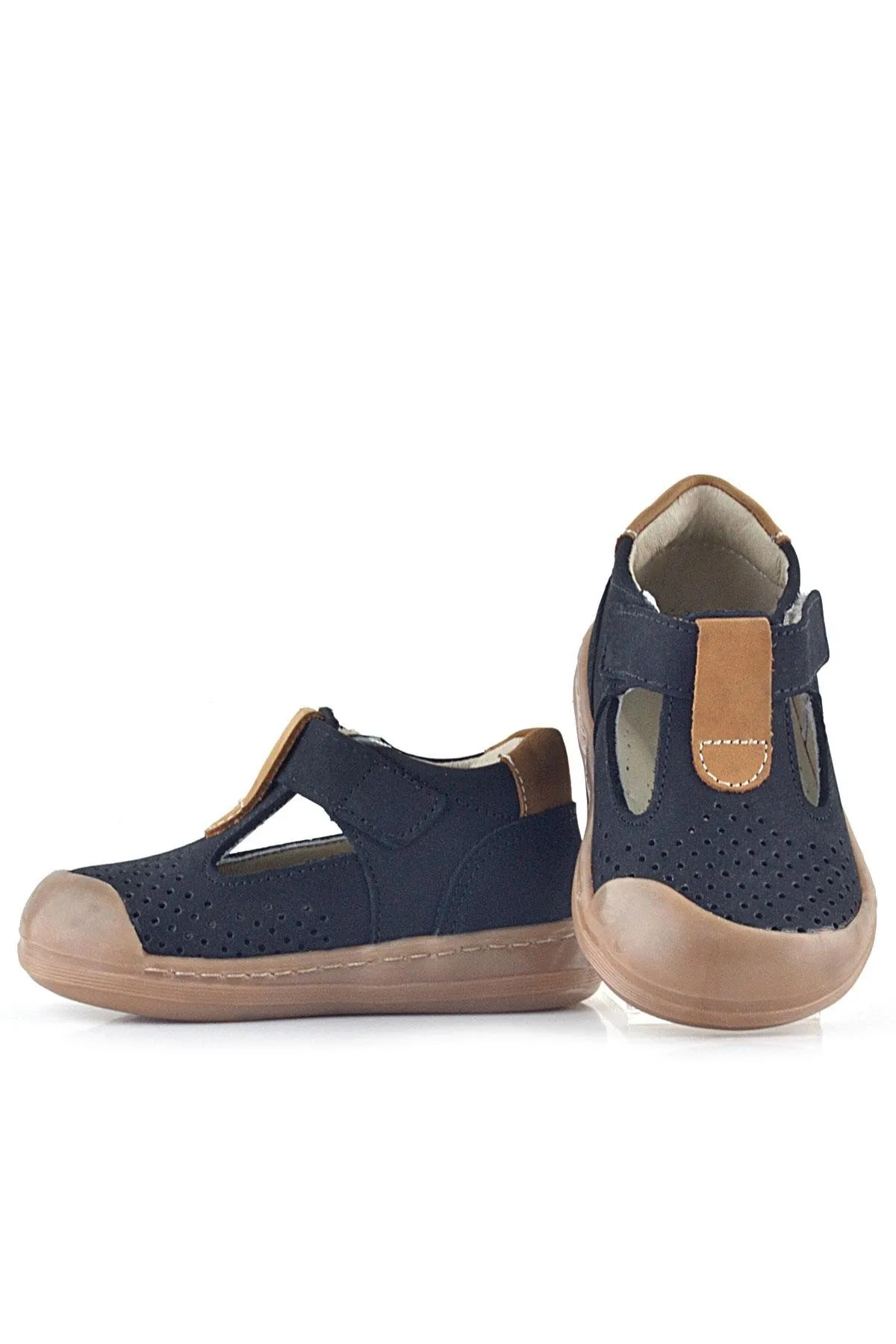 Shaun Hakiki Deri Siyah Taba Cırtlı Anatomik Bebek Sandalet