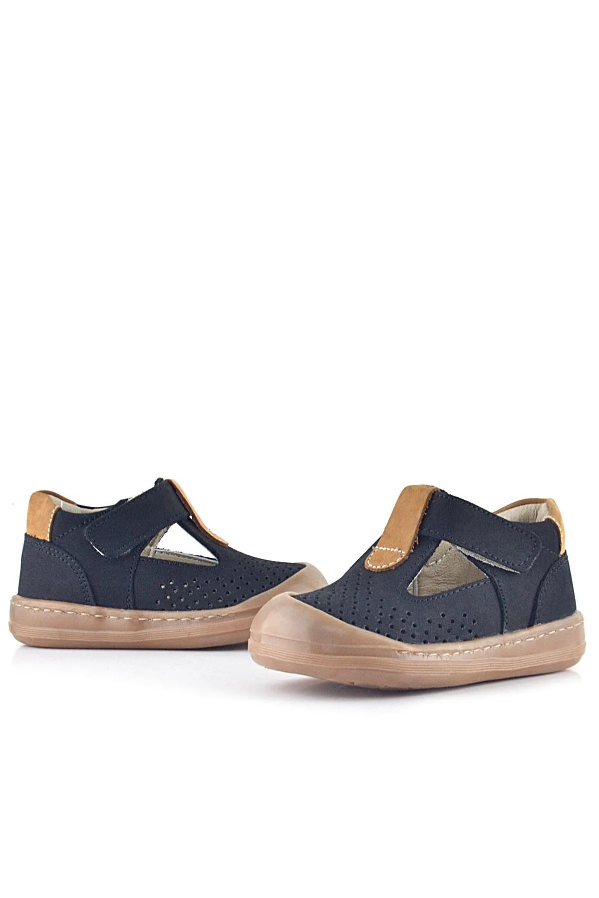 Shaun Hakiki Deri Siyah Taba Cırtlı Anatomik Bebek Sandalet