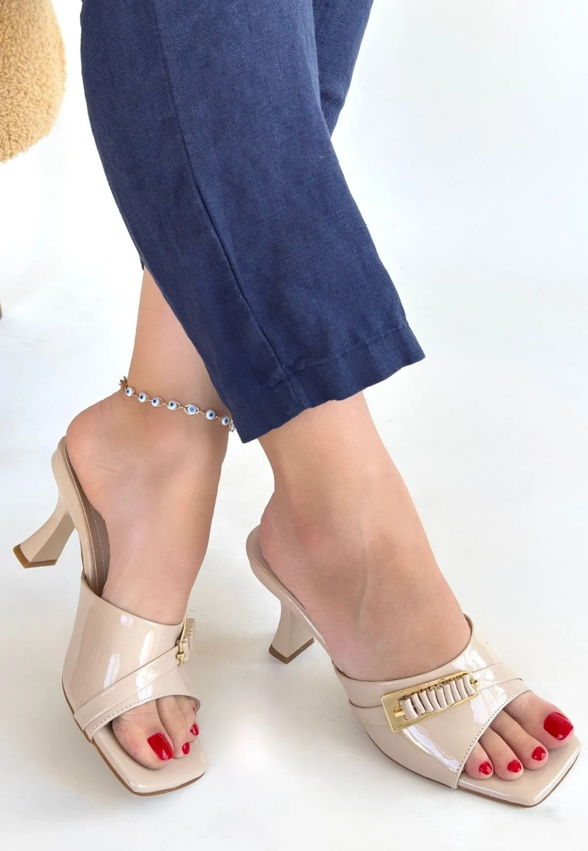 Sief Bej Rugan Topuklu Terlik