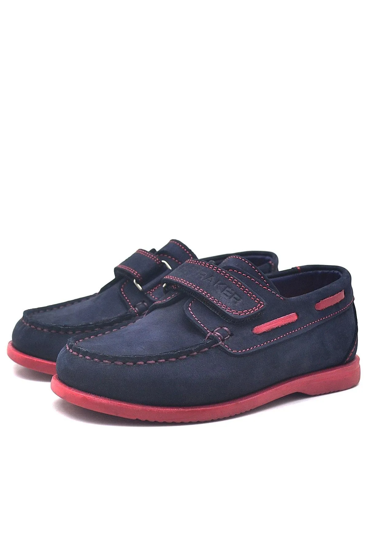 Simurg Hakiki Deri Lacivert Cırtlı Spor Erkek Çocuk Ayakkabı