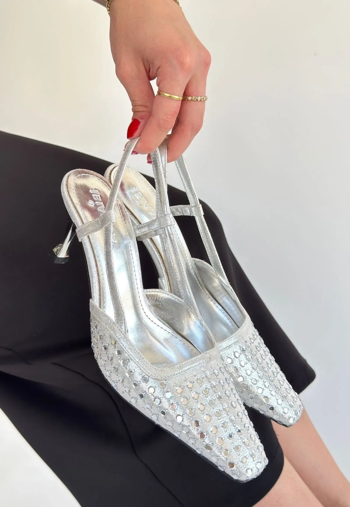 Sione Gümüş Cilt Topuklu Ayakkabı