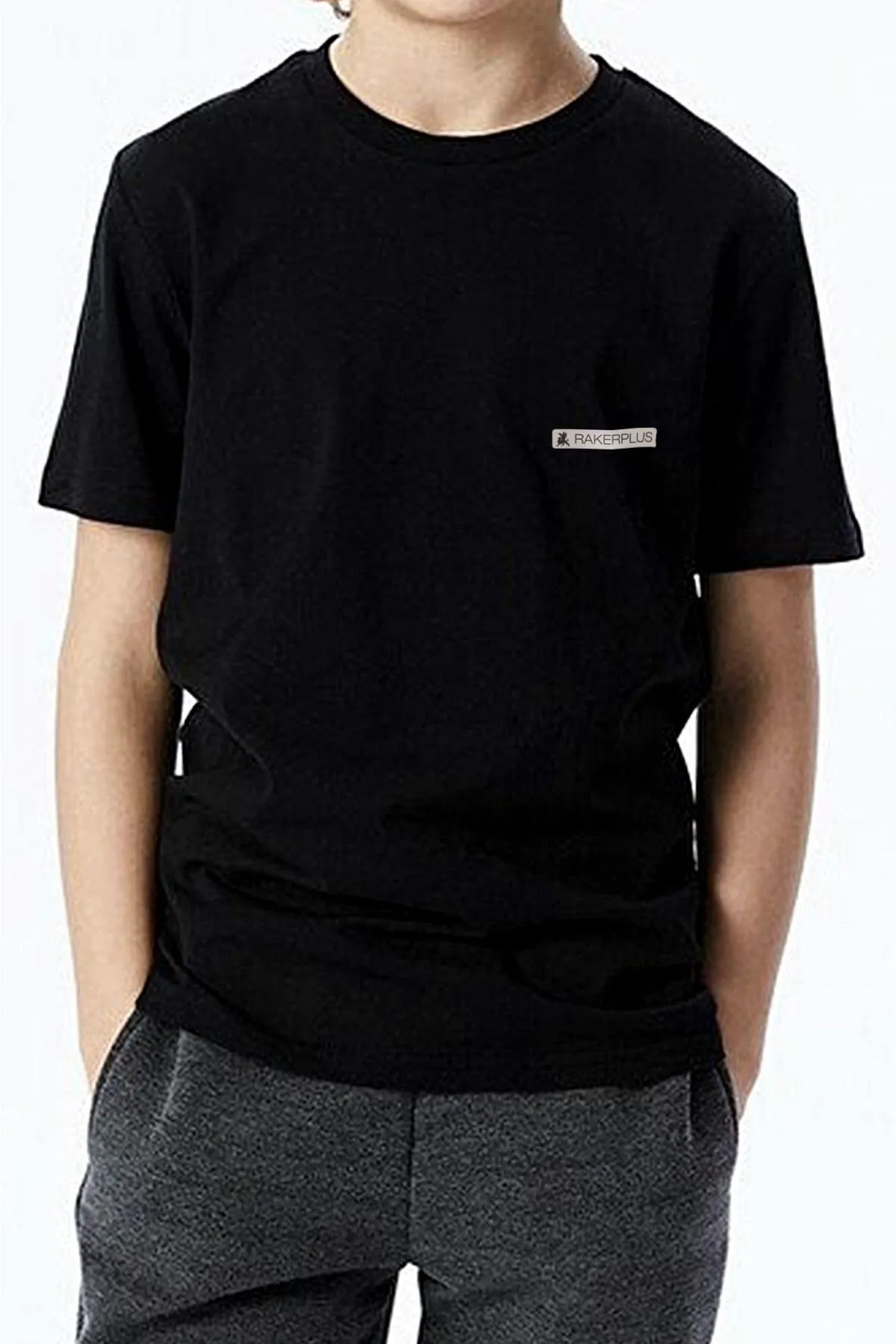 Siyah %100 Pamuk Unisex Kısa Kollu Çocuk Tişört