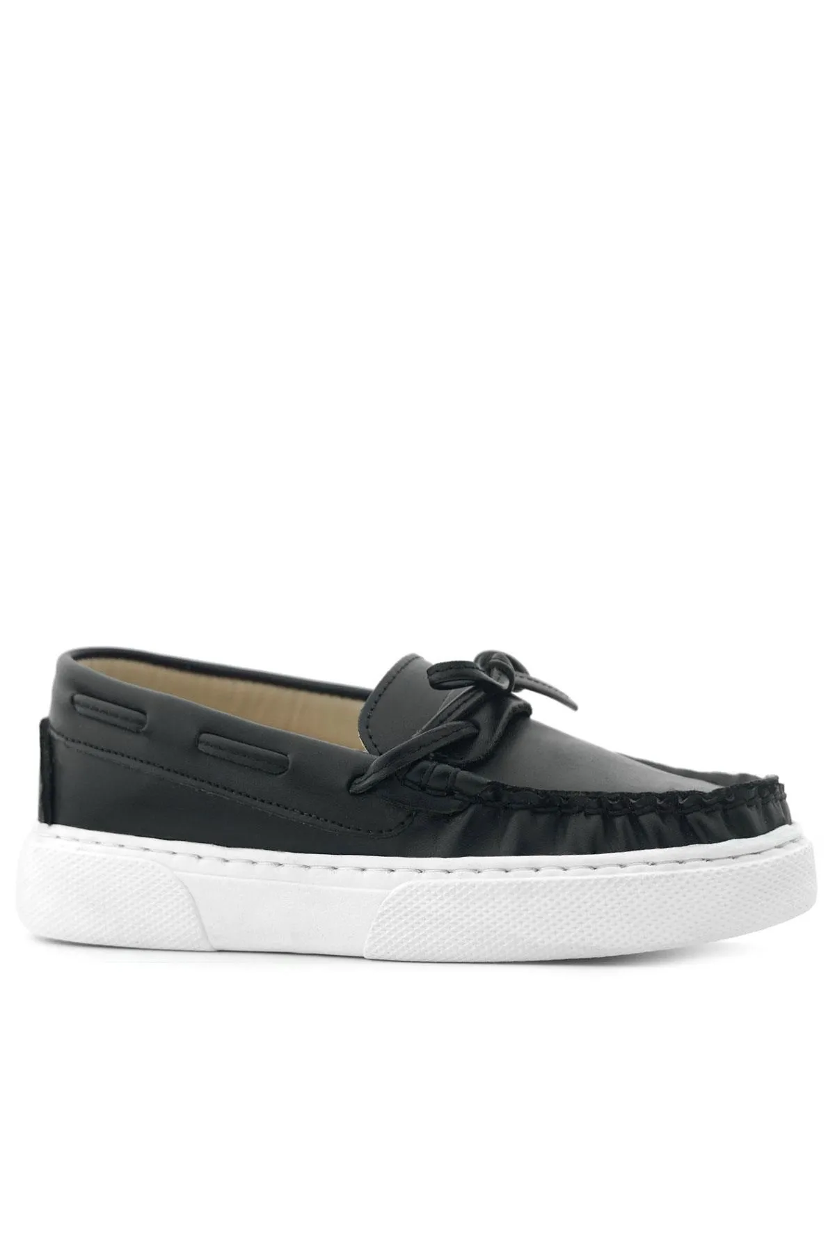 Siyah Cilt Ekstra Hafif Çocuk Makosen Ayakkabı