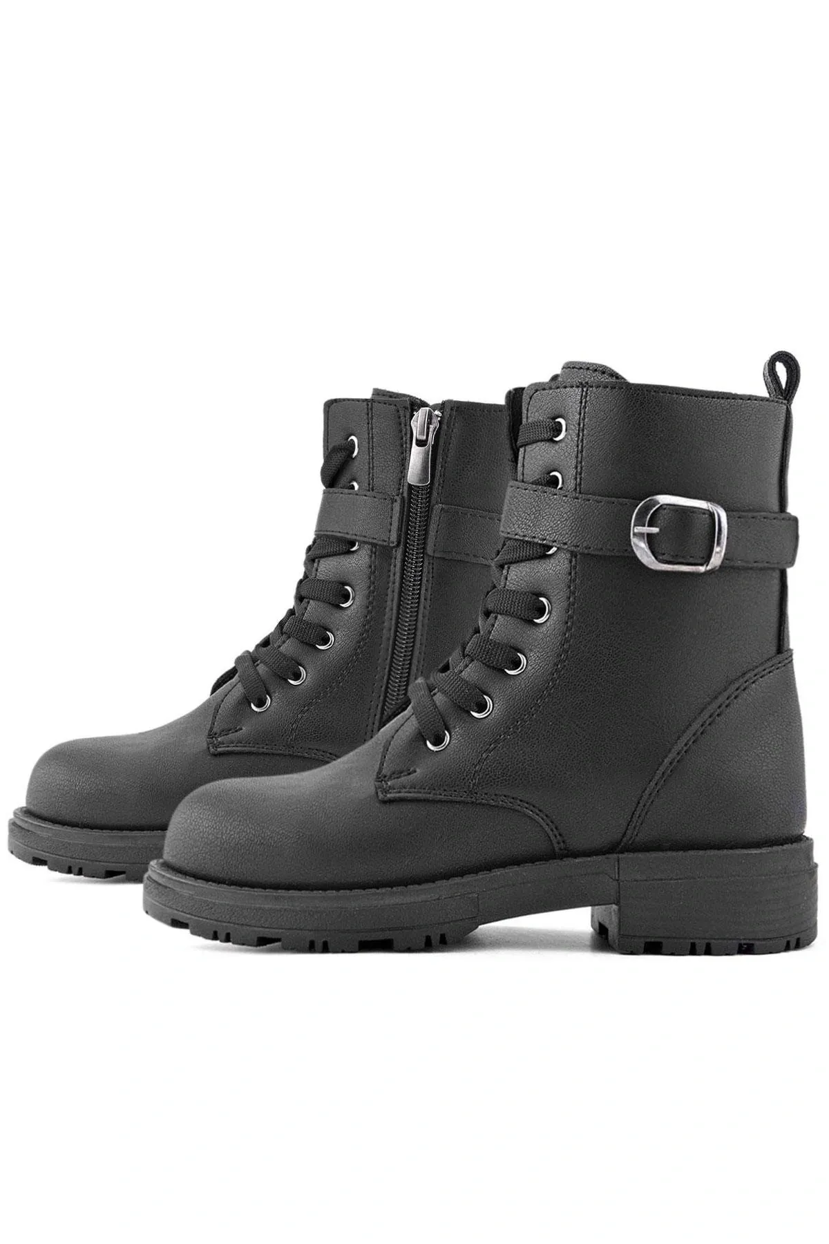 Siyah Fermuarlı Bağcıklı Kışlık Kız Çocuk Bot