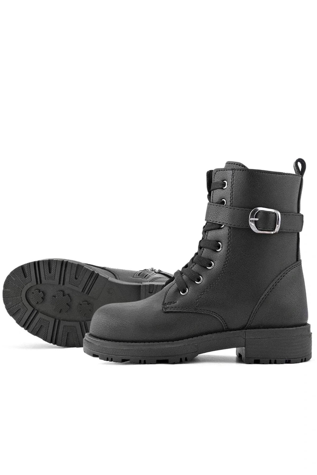 Siyah Fermuarlı Bağcıklı Kışlık Kız Çocuk Bot