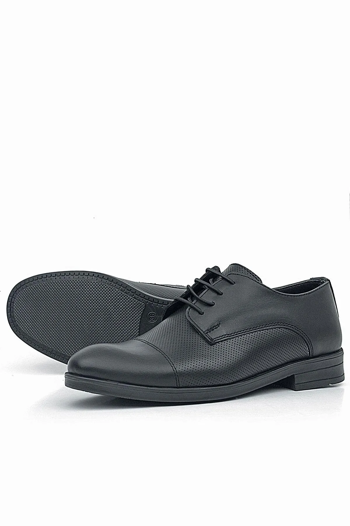 Siyah Mat Bağcıklı Oxford Çocuk Klasik Ayakkabı