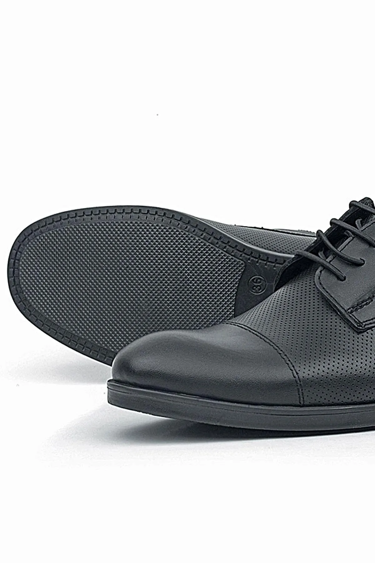Siyah Mat Bağcıklı Oxford Çocuk Klasik Ayakkabı