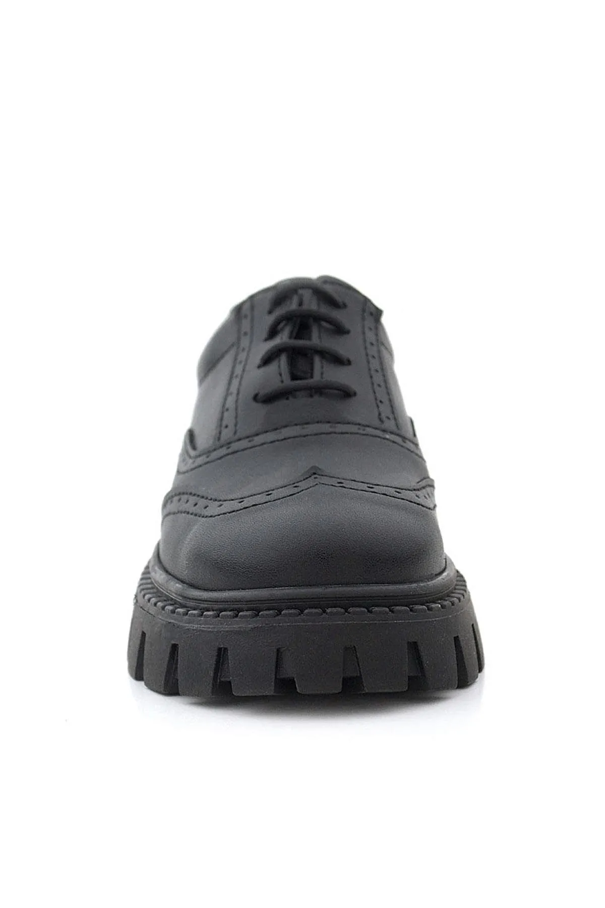 Siyah Mat Bağcıklı Oxford Kız Çocuk Günlük Ayakkabı