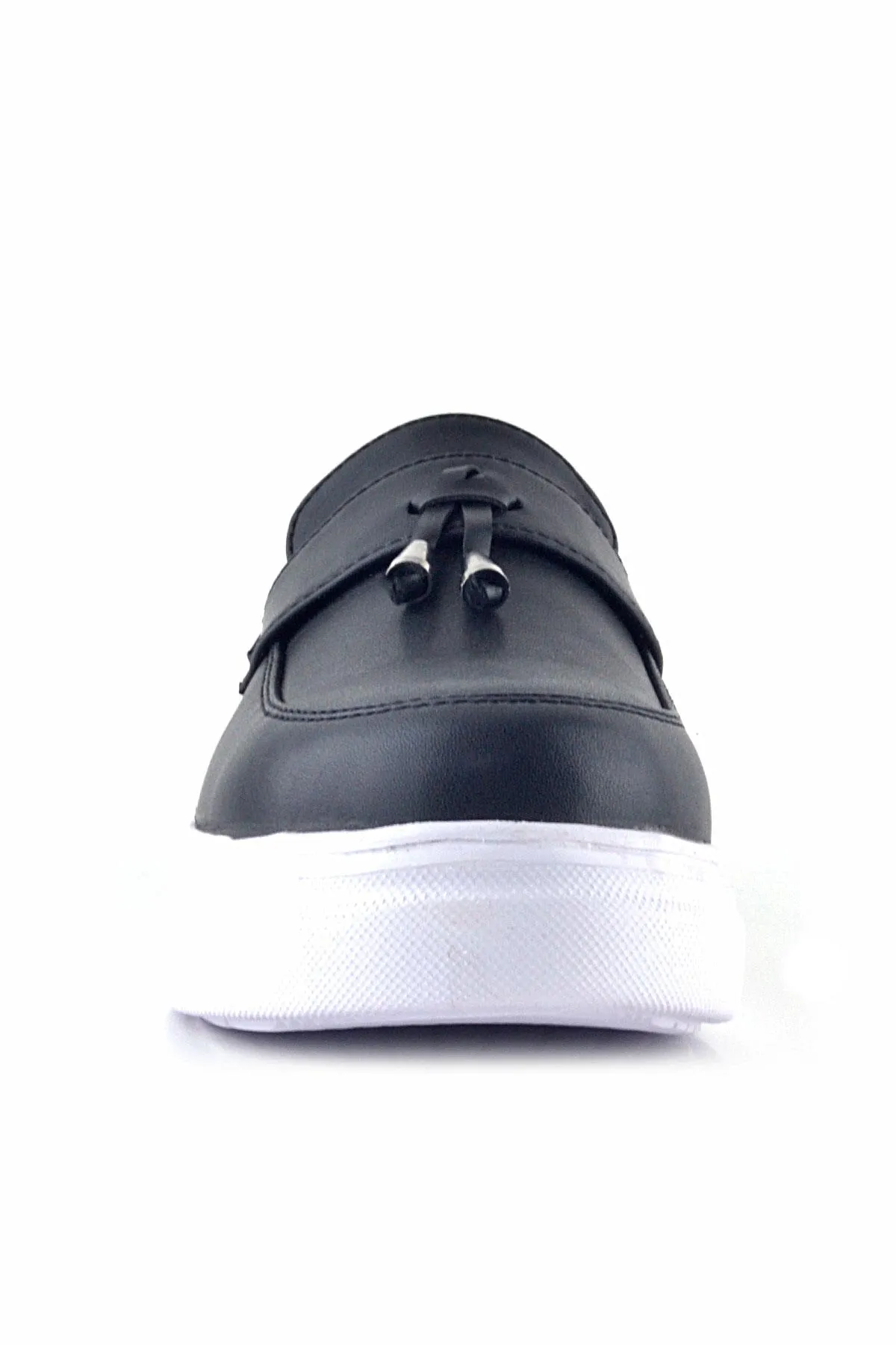Siyah Mat Beyaz Taban Loafer Klasik Çocuk Ayakkabısı