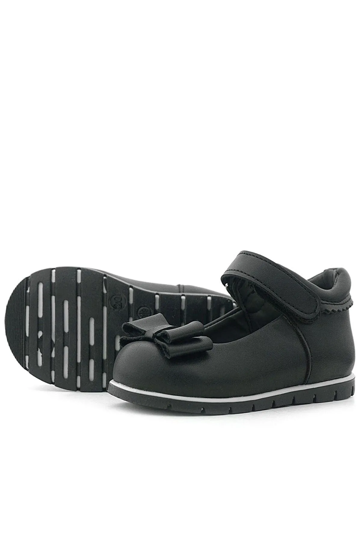 Siyah Mat Fiyonklu Kız Bebek Babet Ayakkabı