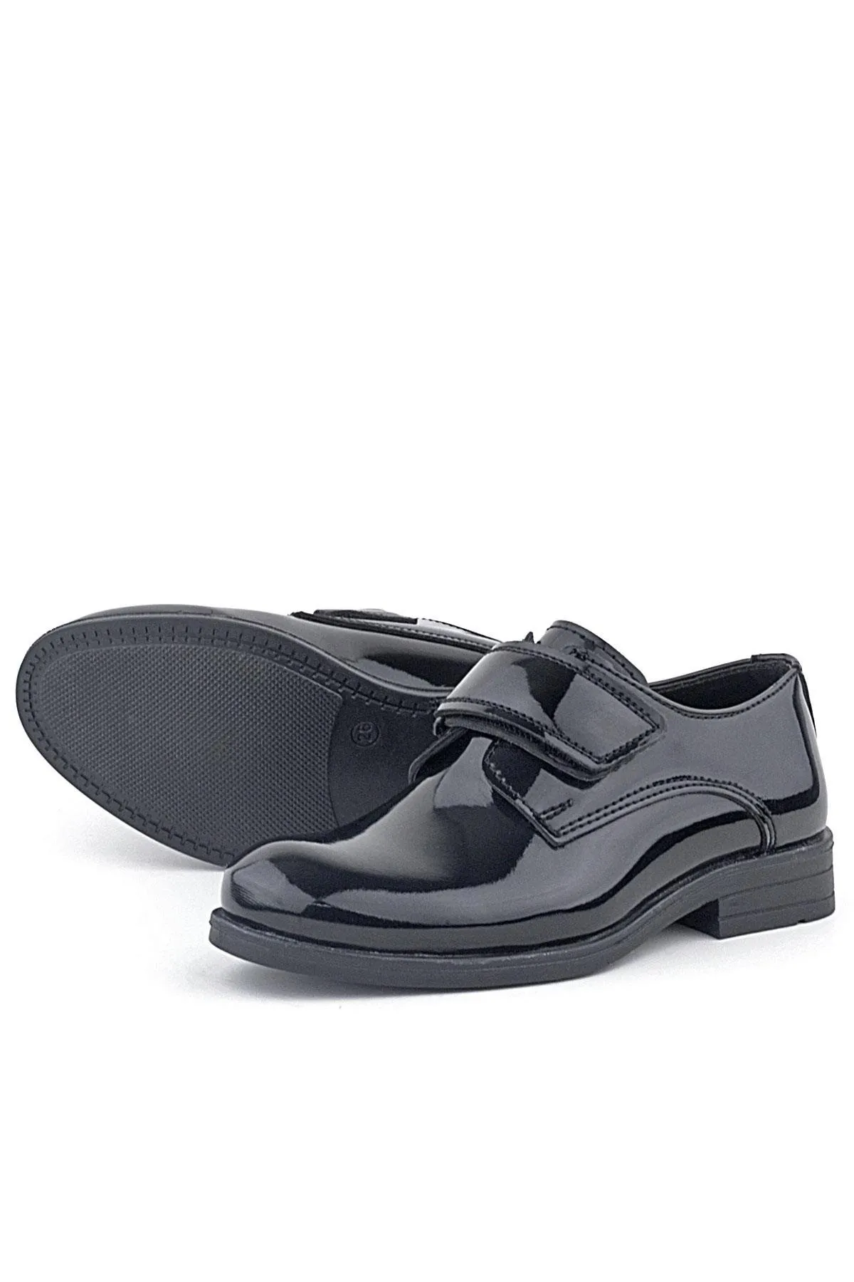 Siyah Rugan Cırt Cırtlı Oxford Çocuk Okul Ayakkabısı