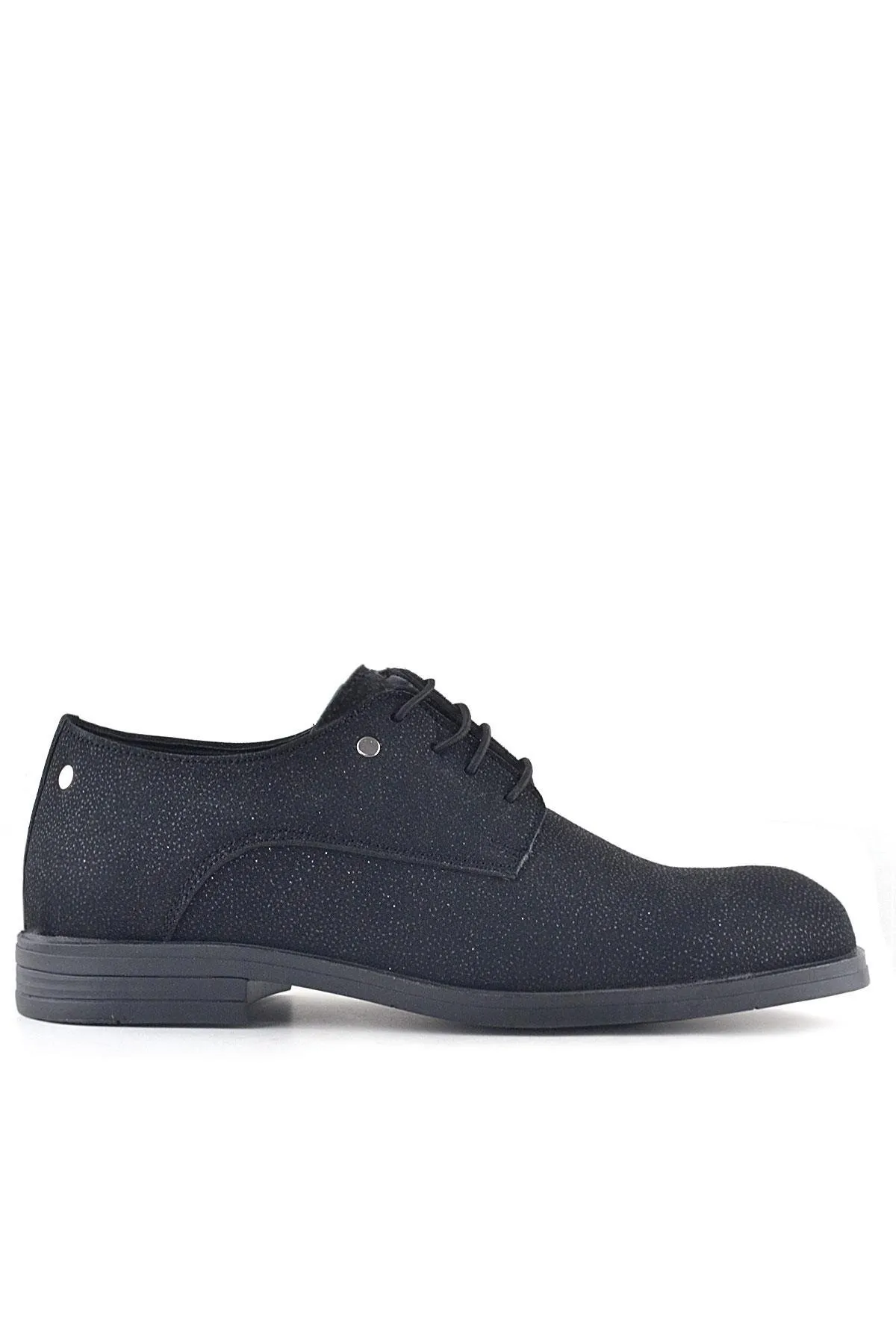 Siyah Simli Bağcıklı Metal Detaylı Klasik Çocuk Ayakkabı