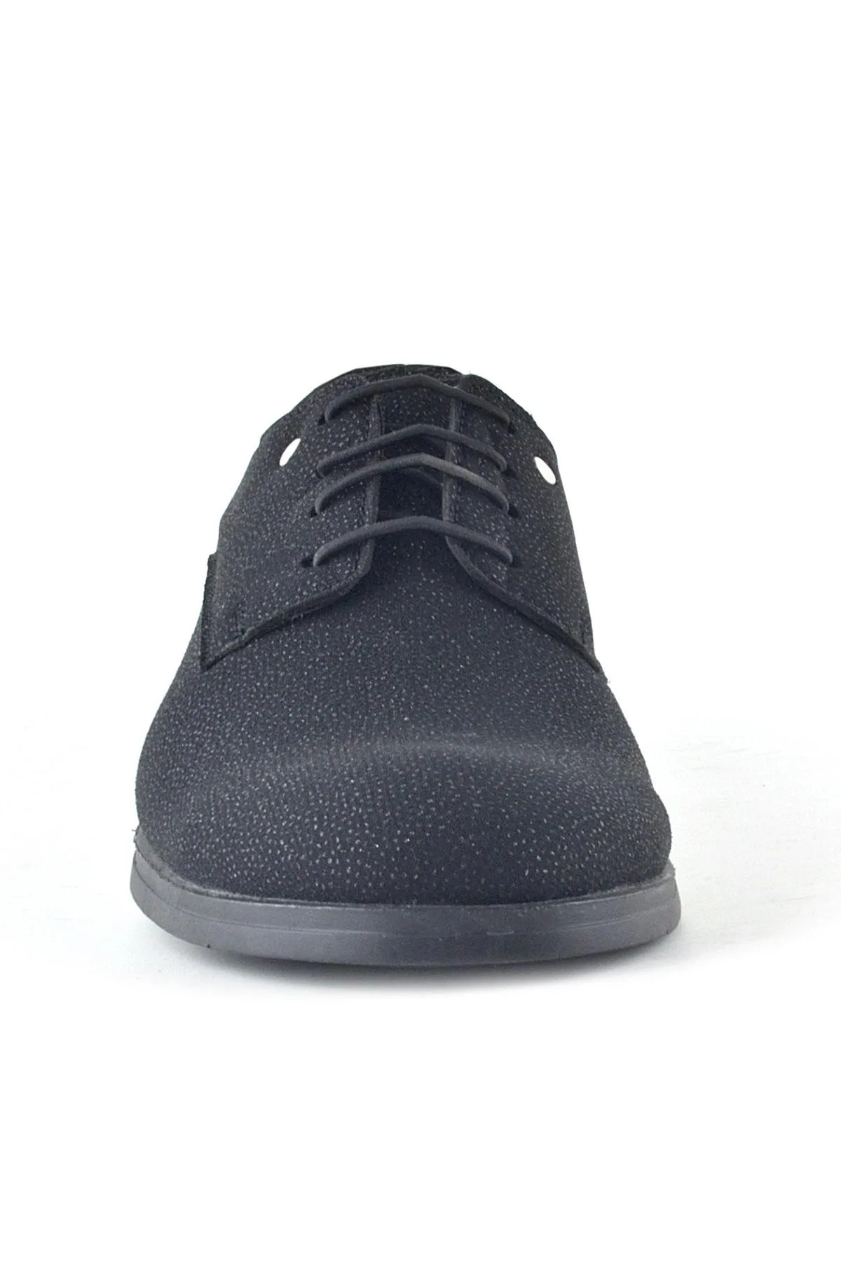 Siyah Simli Bağcıklı Metal Detaylı Klasik Çocuk Ayakkabı