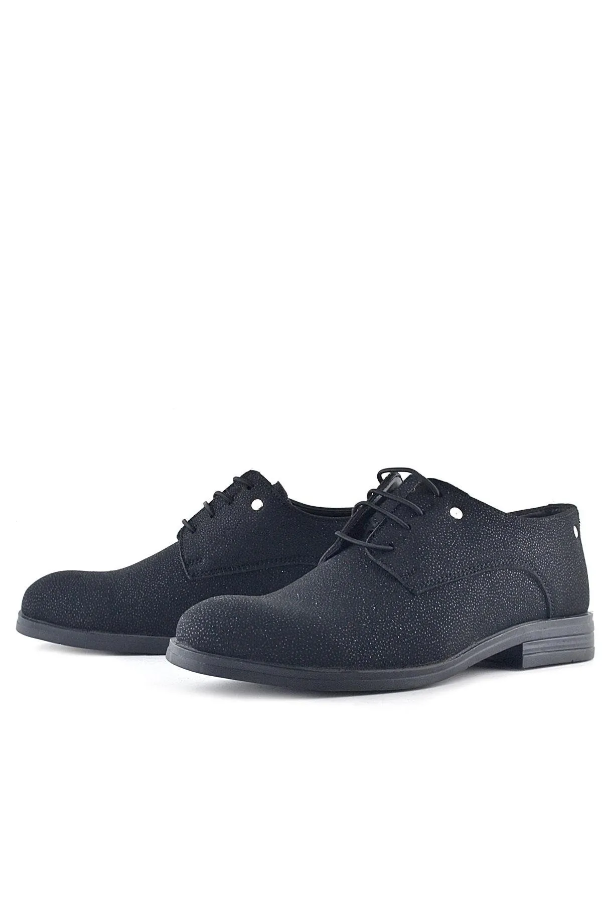 Siyah Simli Bağcıklı Metal Detaylı Klasik Çocuk Ayakkabı