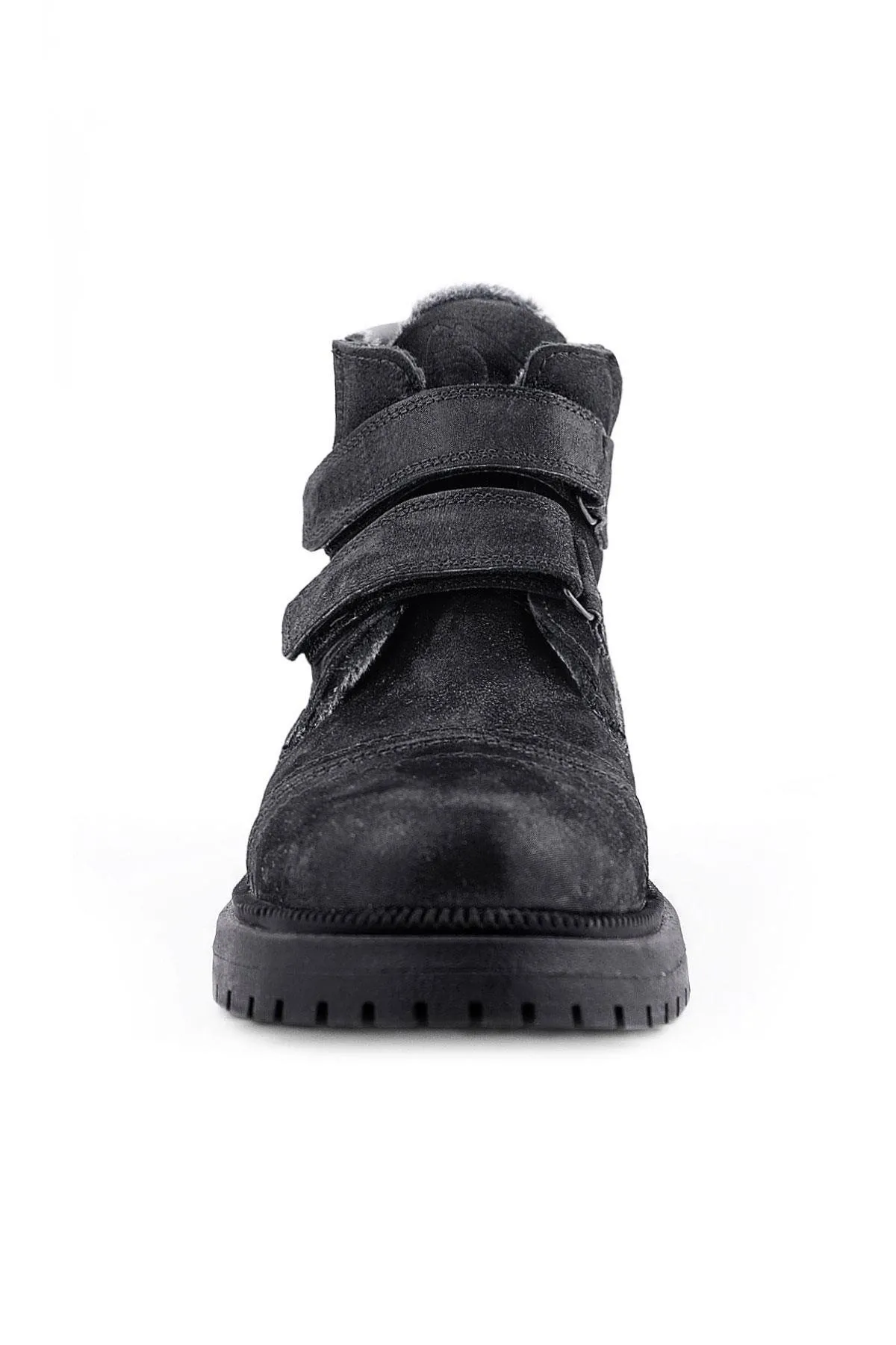 Siyah Simli Cırt Cırtlı Hakiki Deri Kız Çocuk Bot