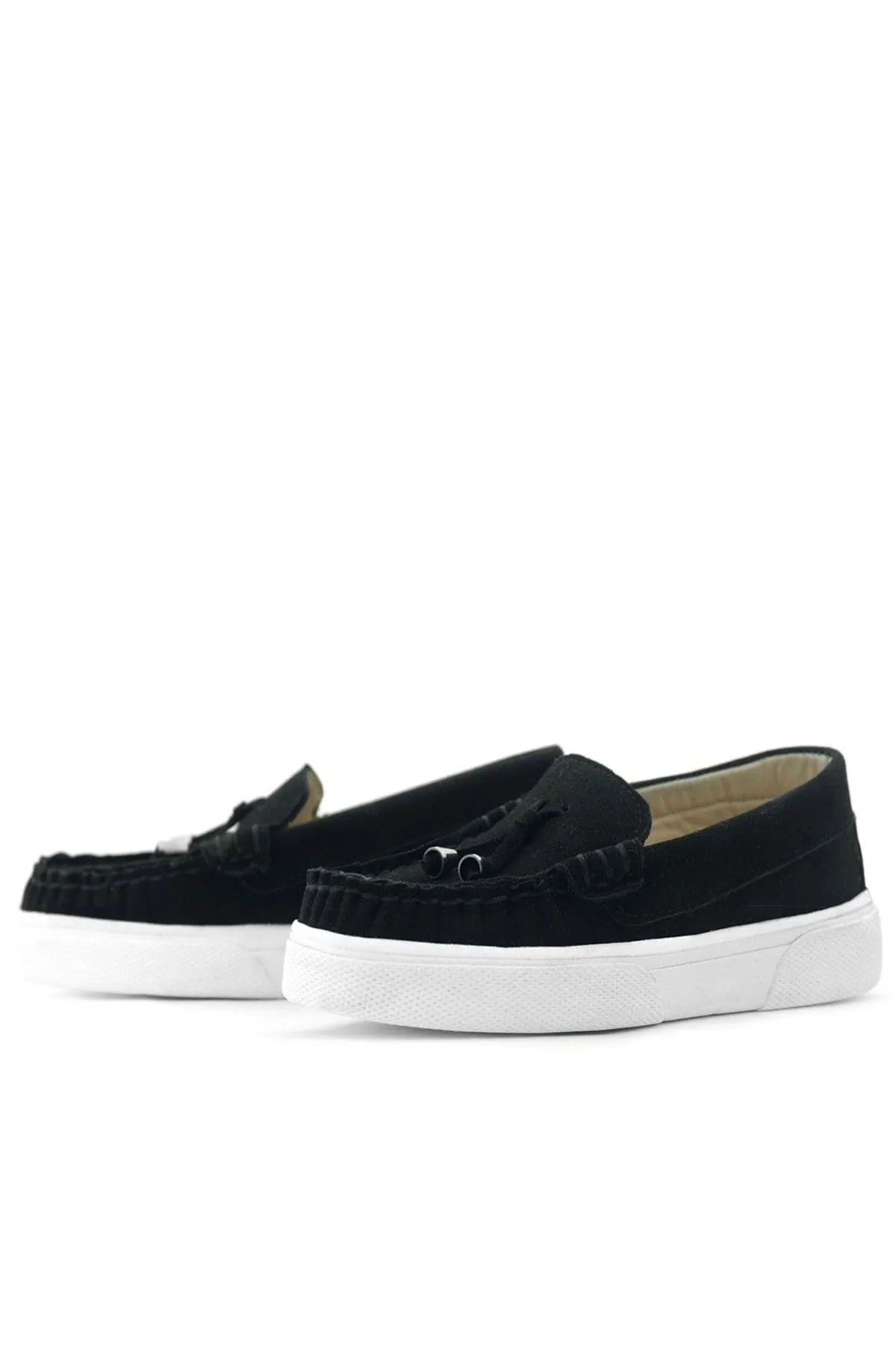 Siyah Süet Ekstra Hafif Çocuk Makosen Ayakkabı