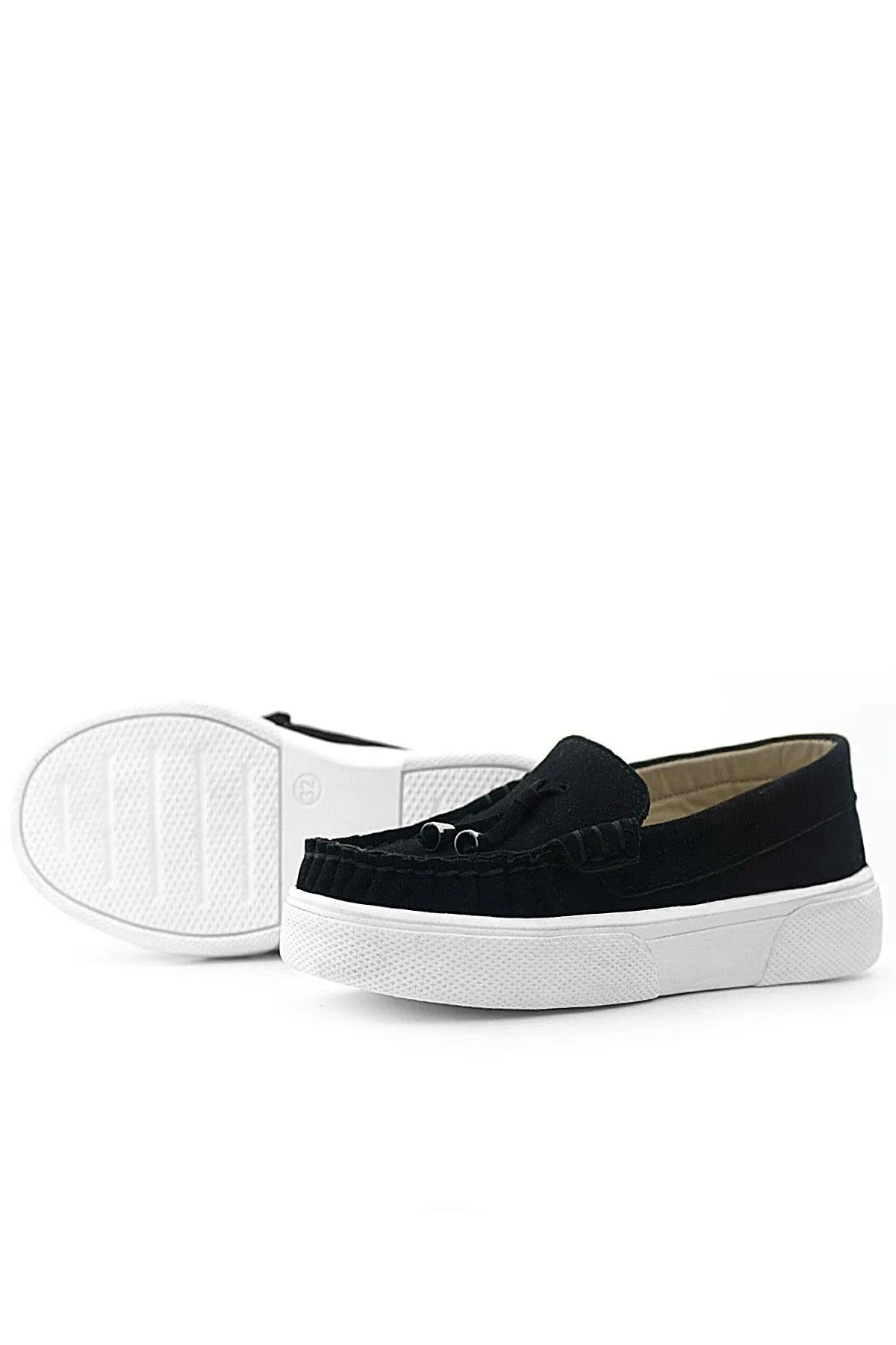 Siyah Süet Ekstra Hafif Çocuk Makosen Ayakkabı